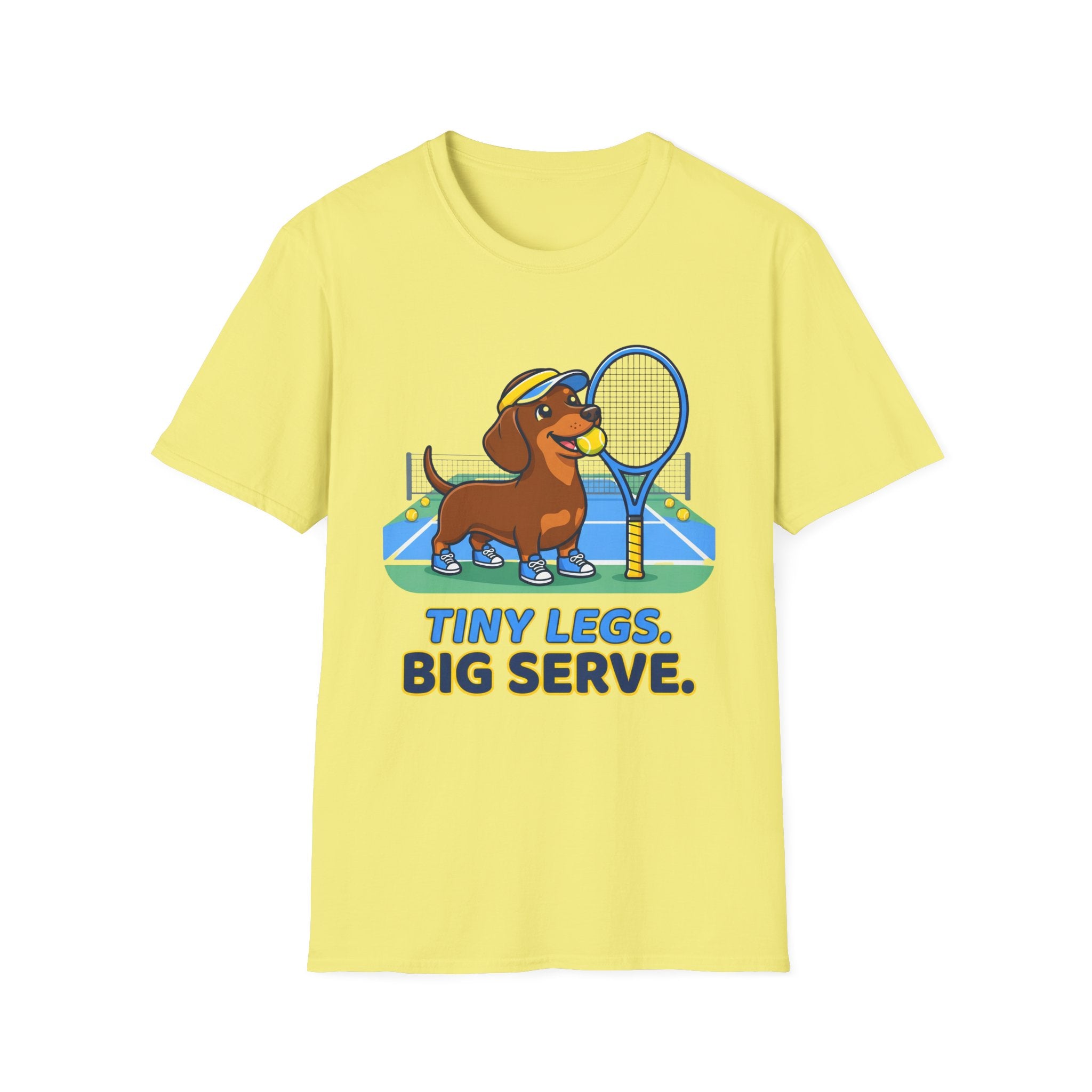 Dachshund Tennis T‑Shirt — "Tiny Legs, Big Serve" Cute Dog Tennis Tee