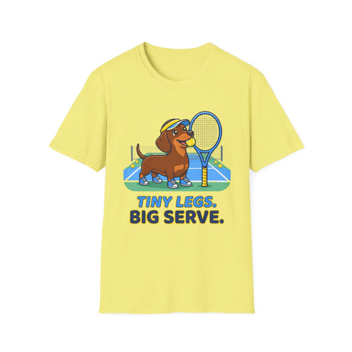 Dachshund Tennis T‑Shirt — "Tiny Legs, Big Serve" Cute Dog Tennis Tee