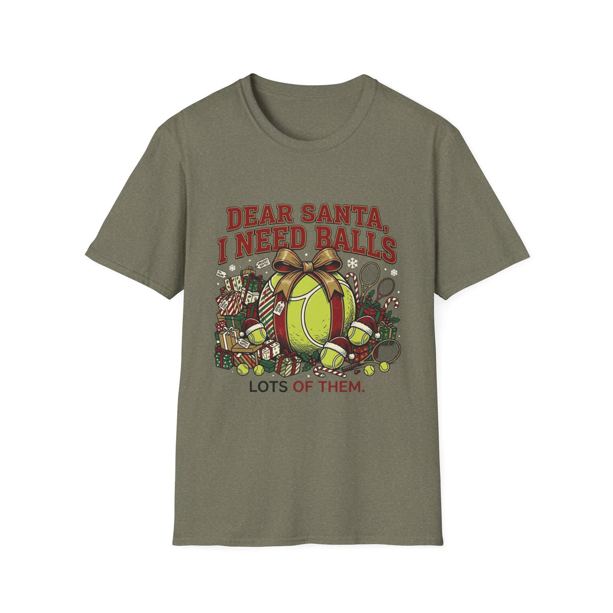 Dear Santa I Need Balls Tennis T-Shirt — Funny Holiday Tennis Gift