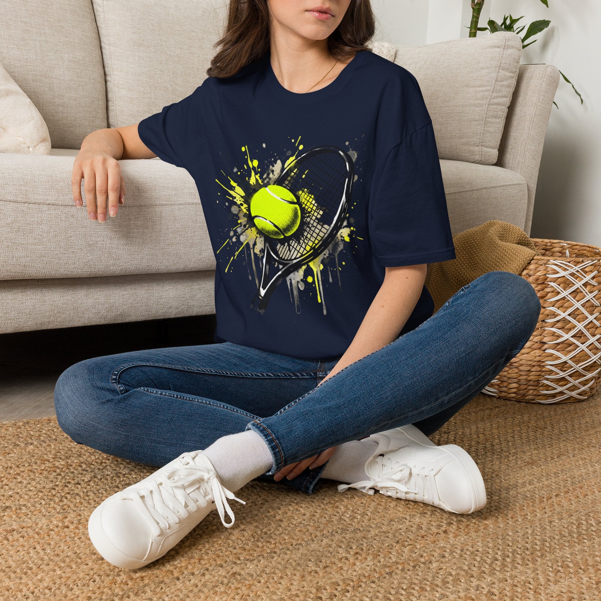 T-Shirt — Splash Tennis Racket & Ball Graphic Tee