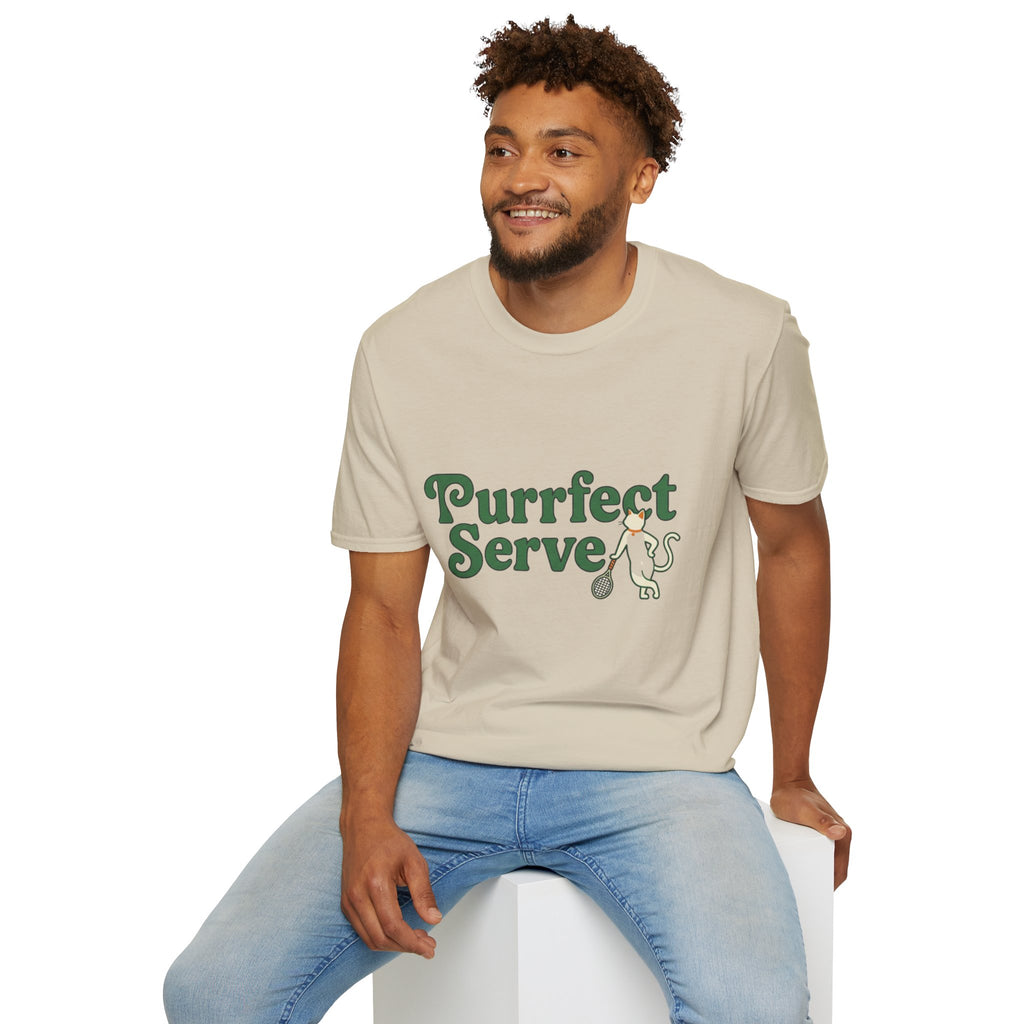 Purrfect Serve Cat Tennis T-Shirt