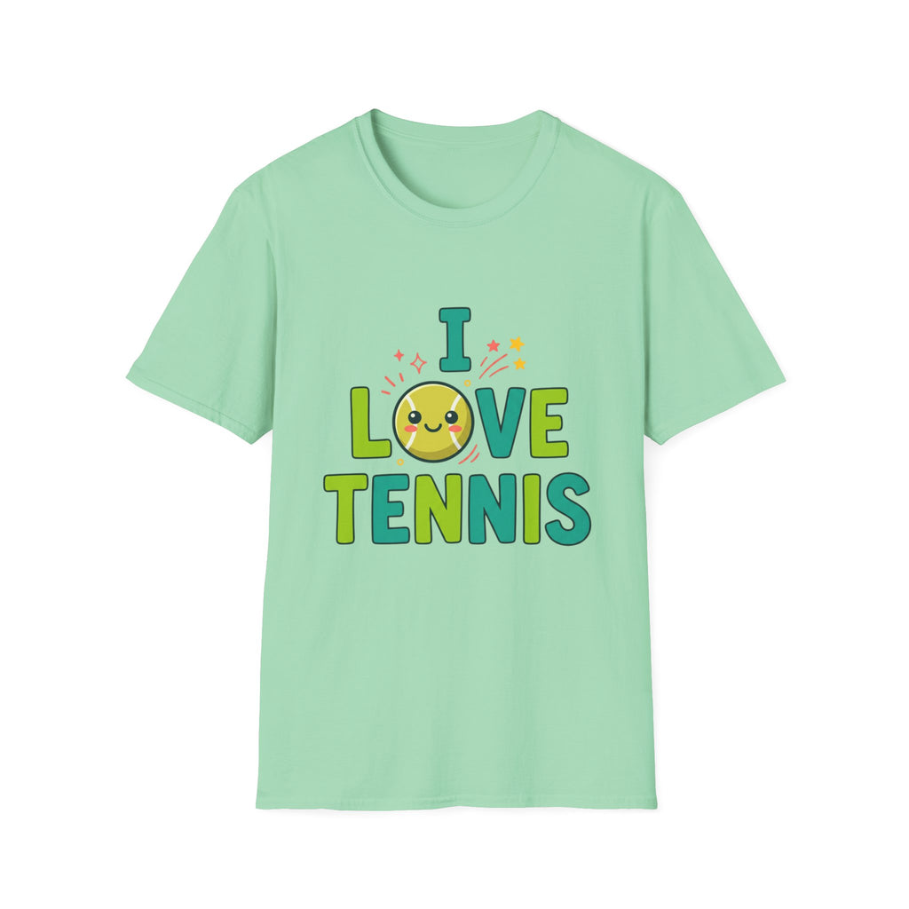 I Love Tennis T-Shirt — Cute Smiley Tennis Ball Tee for Players & Fans
