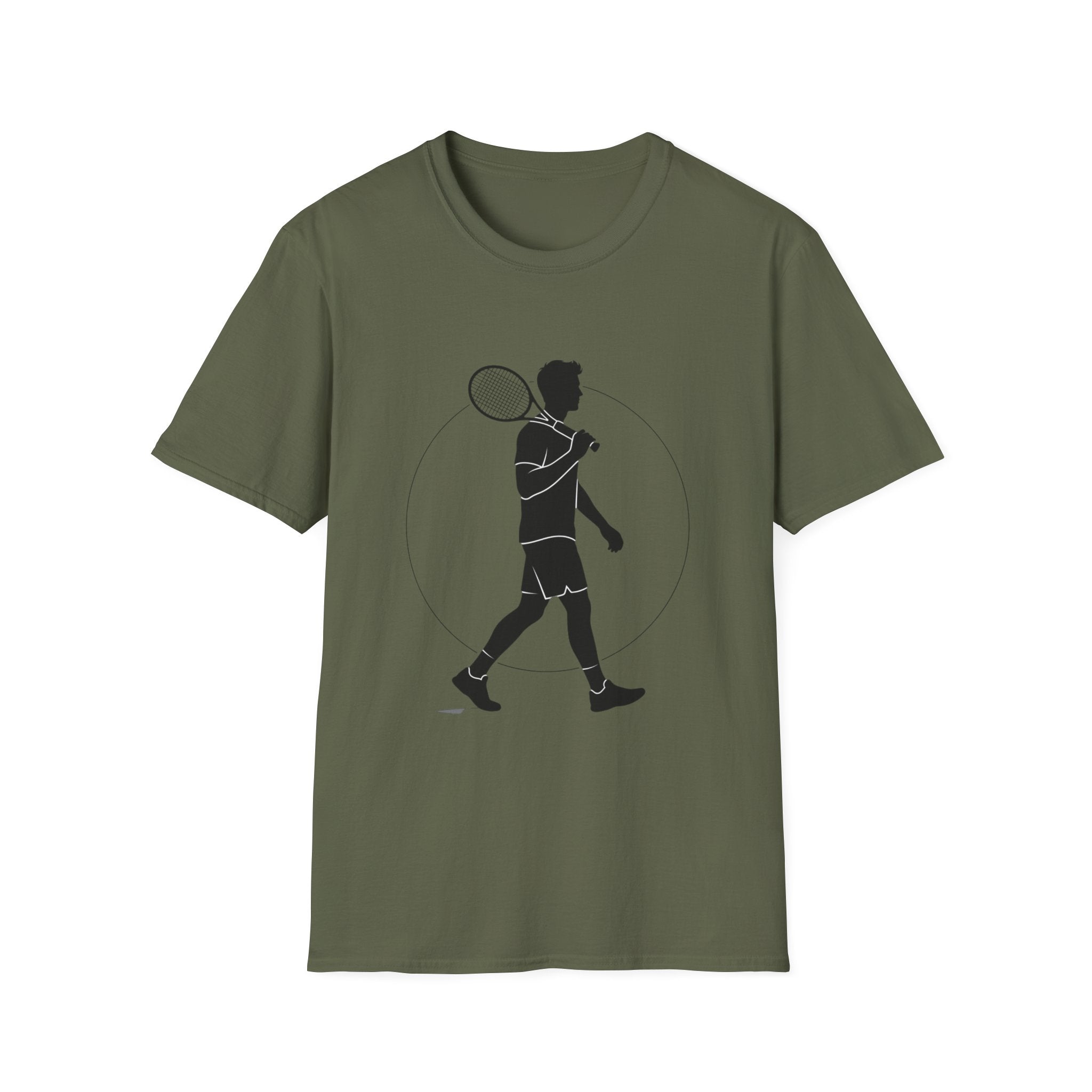 Tennis Player Silhouette T‑Shirt — Minimal Athletic Graphic Tee