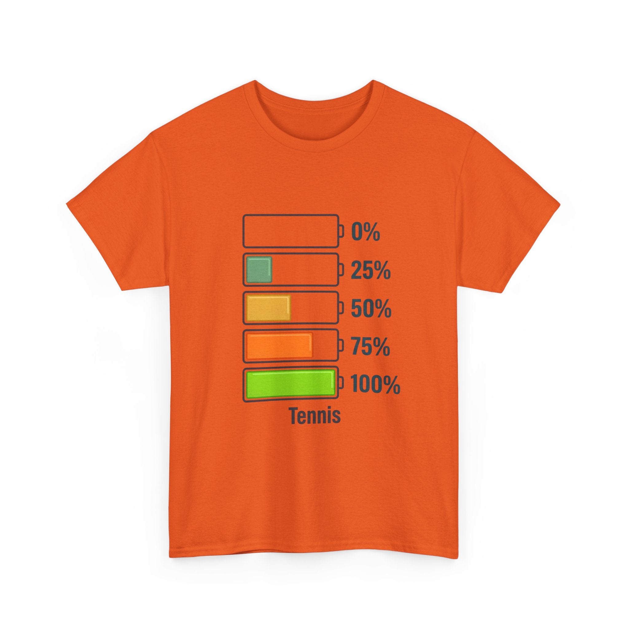 T-Shirt — Tennis Battery Level Graphic Tee (0%-100%)