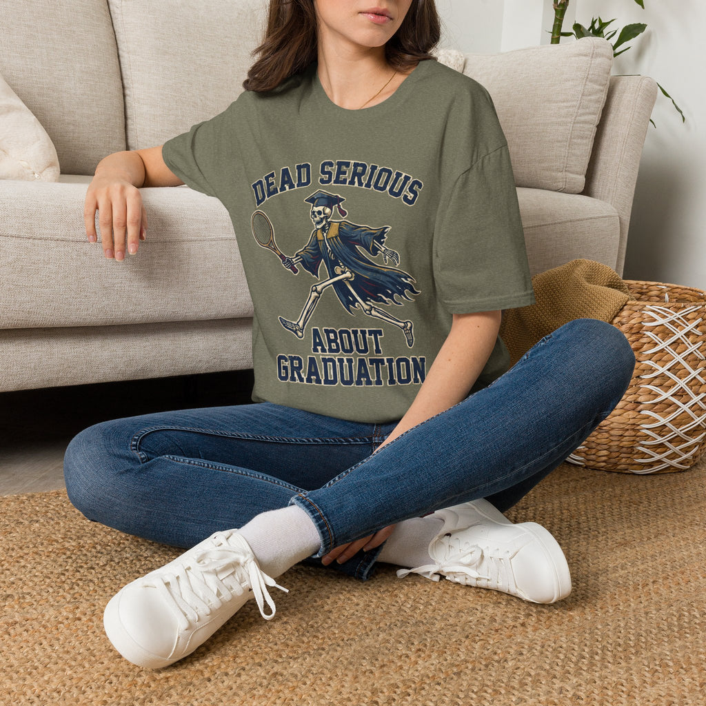Graduation T-Shirt — "Dead Serious" Funny Skeleton Grad Tee