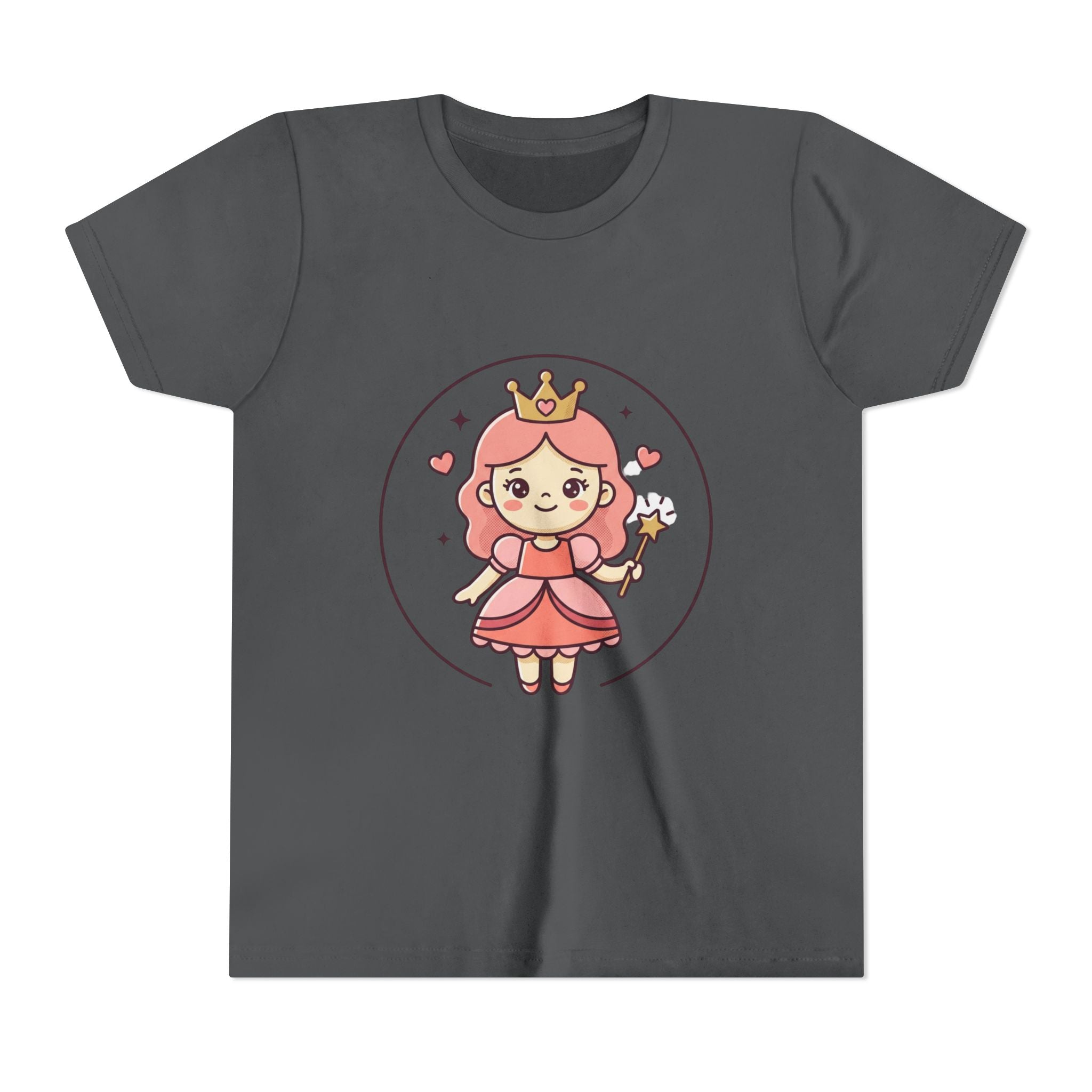 Princess Fairy Kids T-Shirt - Cute Pink Crowned Princess Graphic Youth Tee