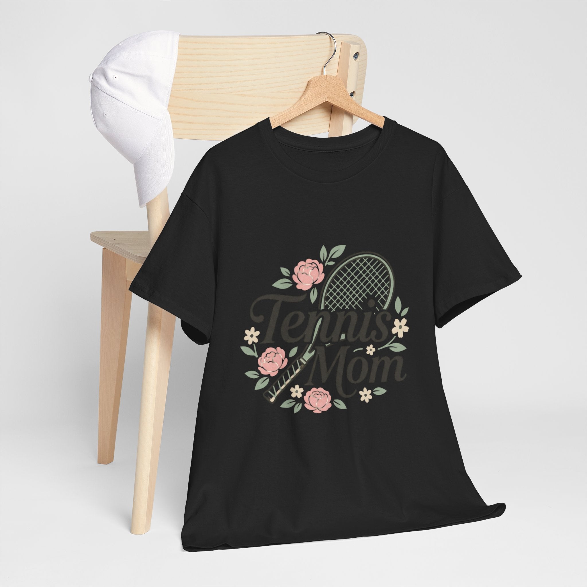 Tennis Mom T‑Shirt — Floral Tennis Racket Tee for Proud Sports Moms