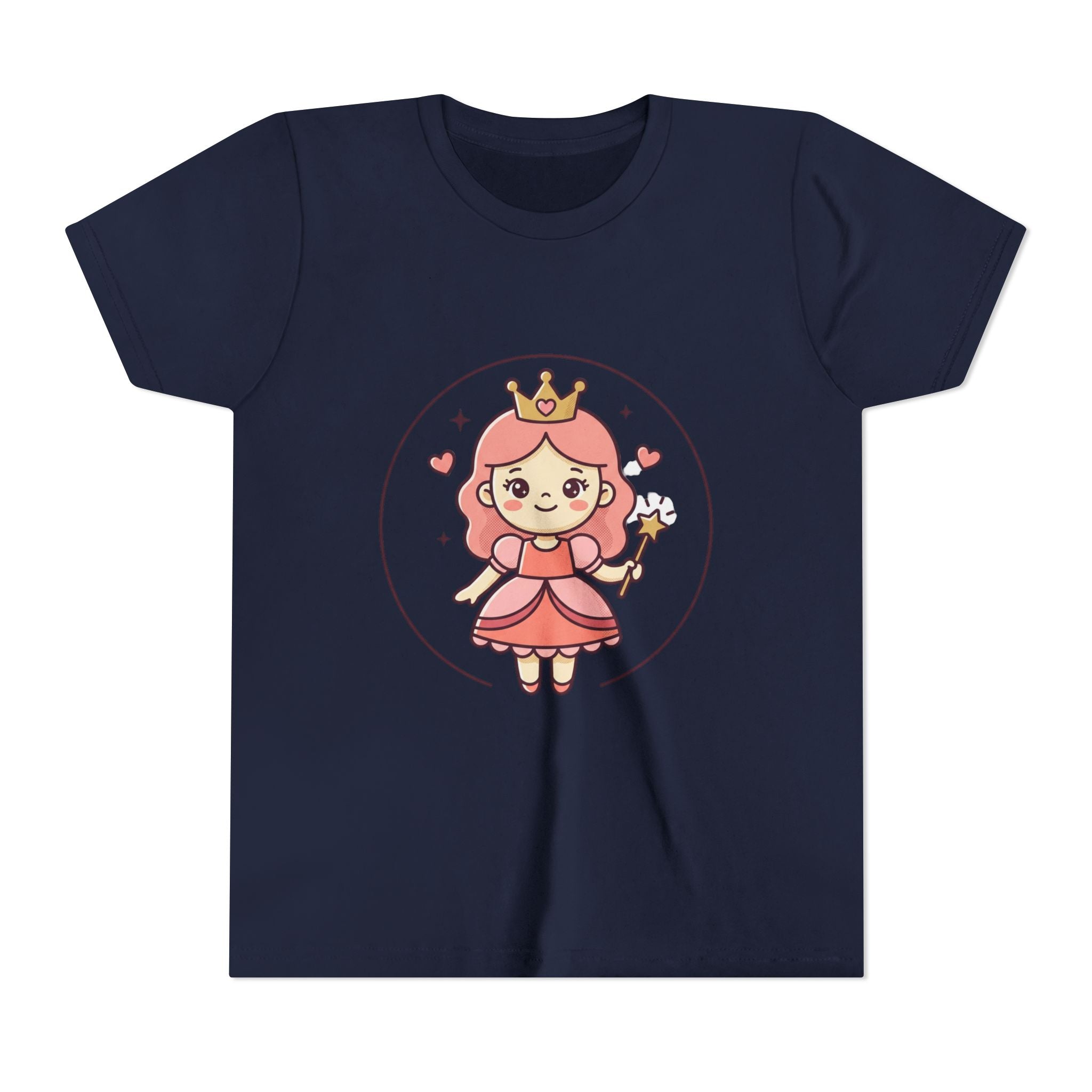 Princess Fairy Kids T-Shirt - Cute Pink Crowned Princess Graphic Youth Tee