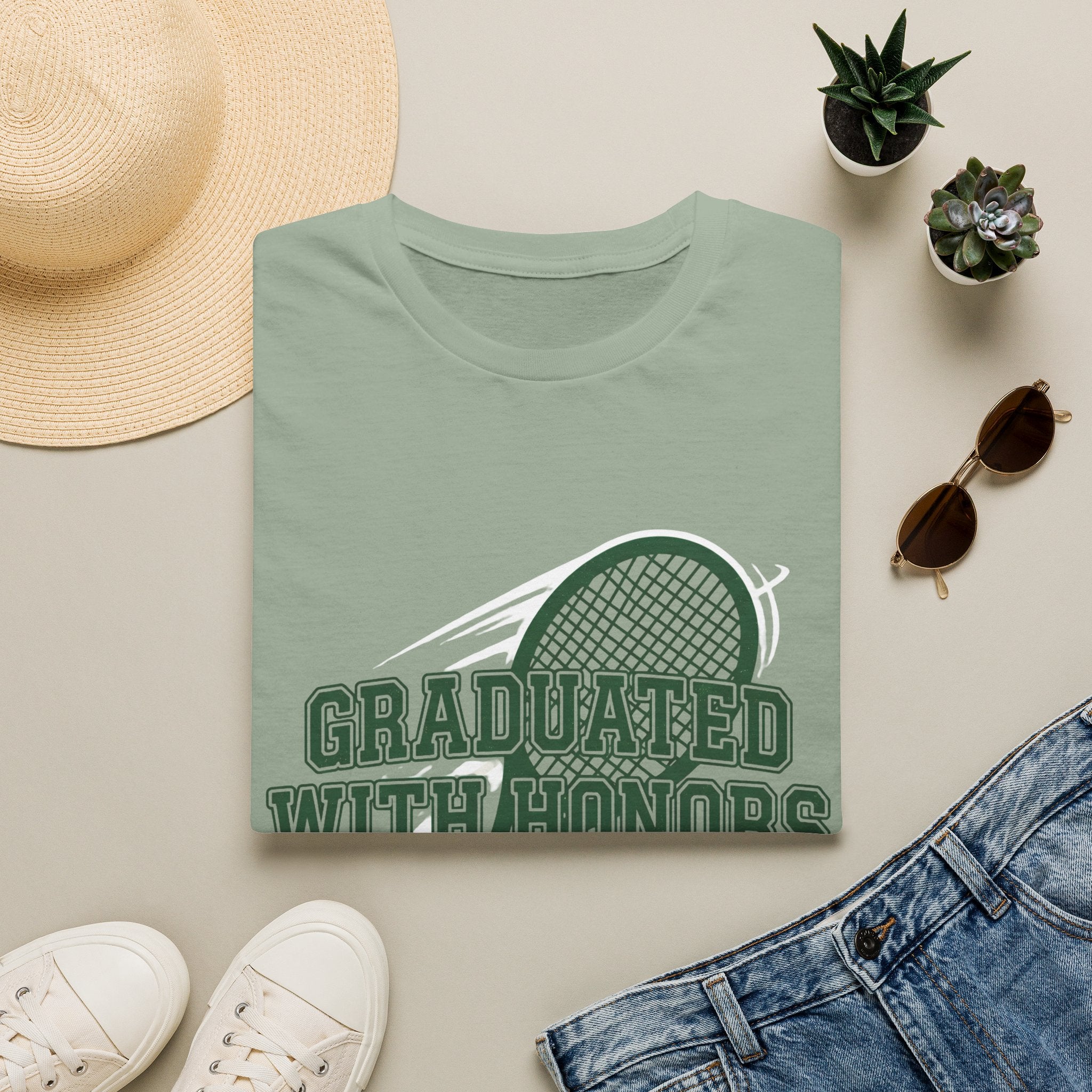 Graduated With Honors Tennis T-Shirt — Vintage Collegiate Topspin Tee