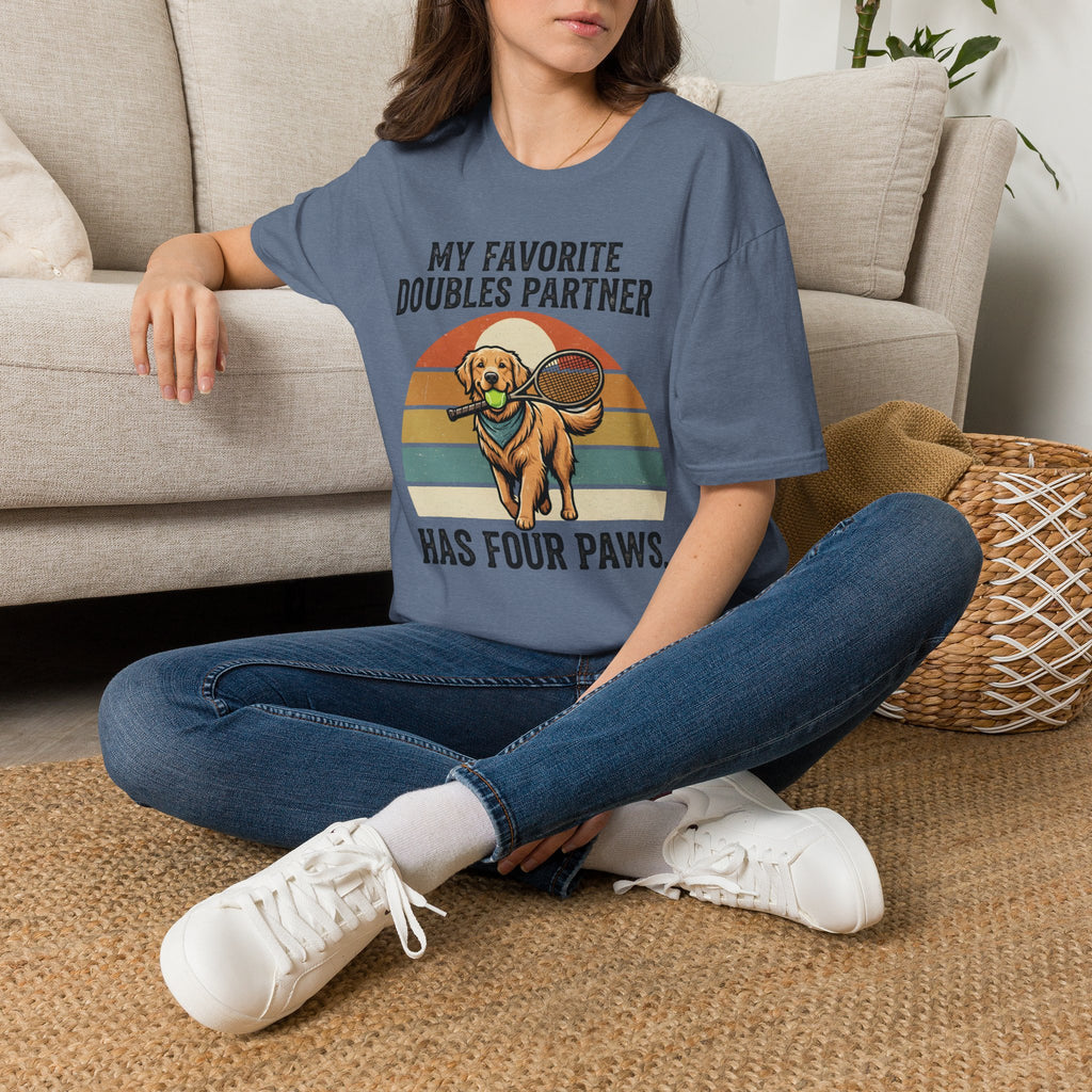 My Favorite Doubles Partner T-Shirt — 'Has Four Paws' Tennis Dog Graphic Tee