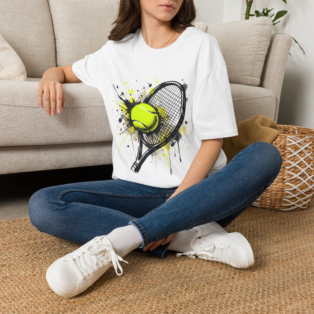 T-Shirt — Splash Tennis Racket & Ball Graphic Tee