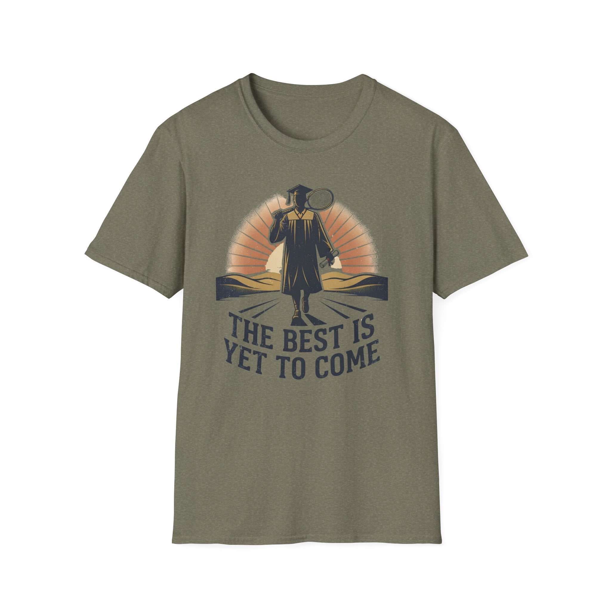Graduation T-shirt — "The Best Is Yet To Come" Cap & Gown Sunrise