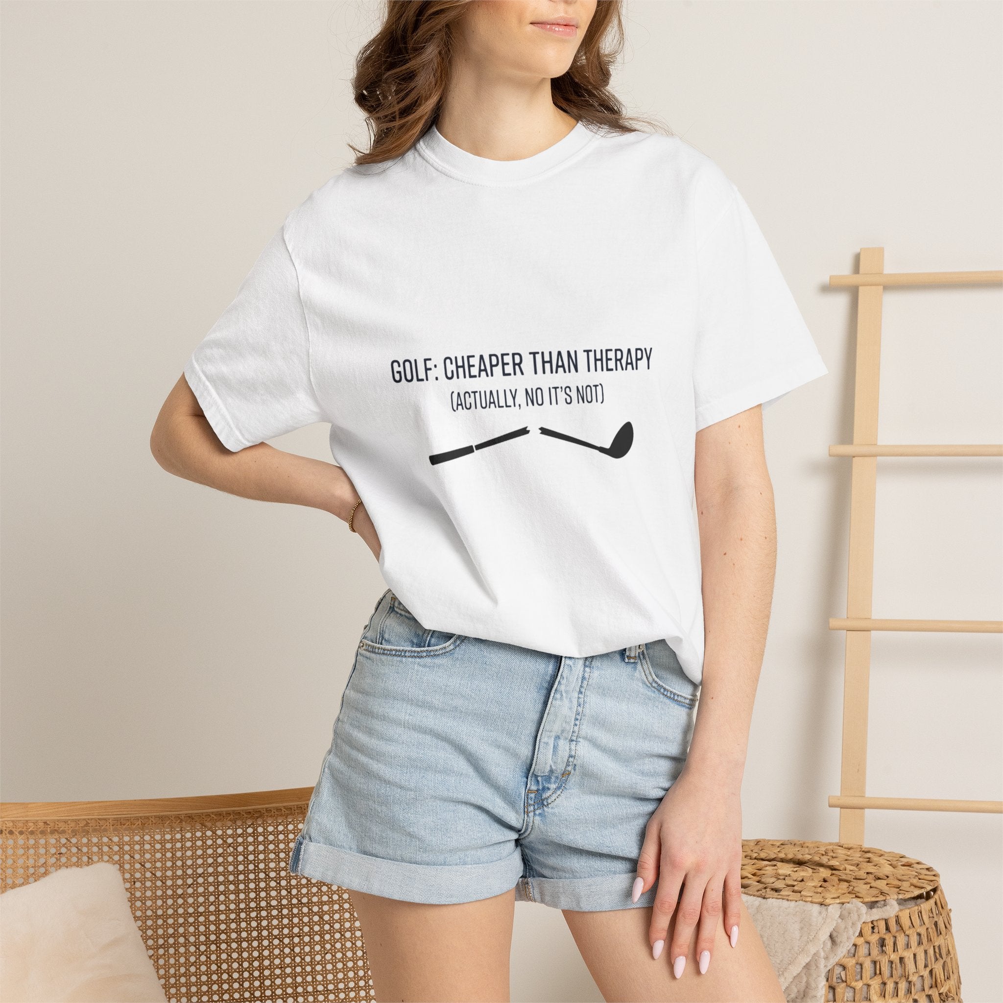 Golf: Cheaper Than Therapy T-Shirt — Funny Golfers Tee