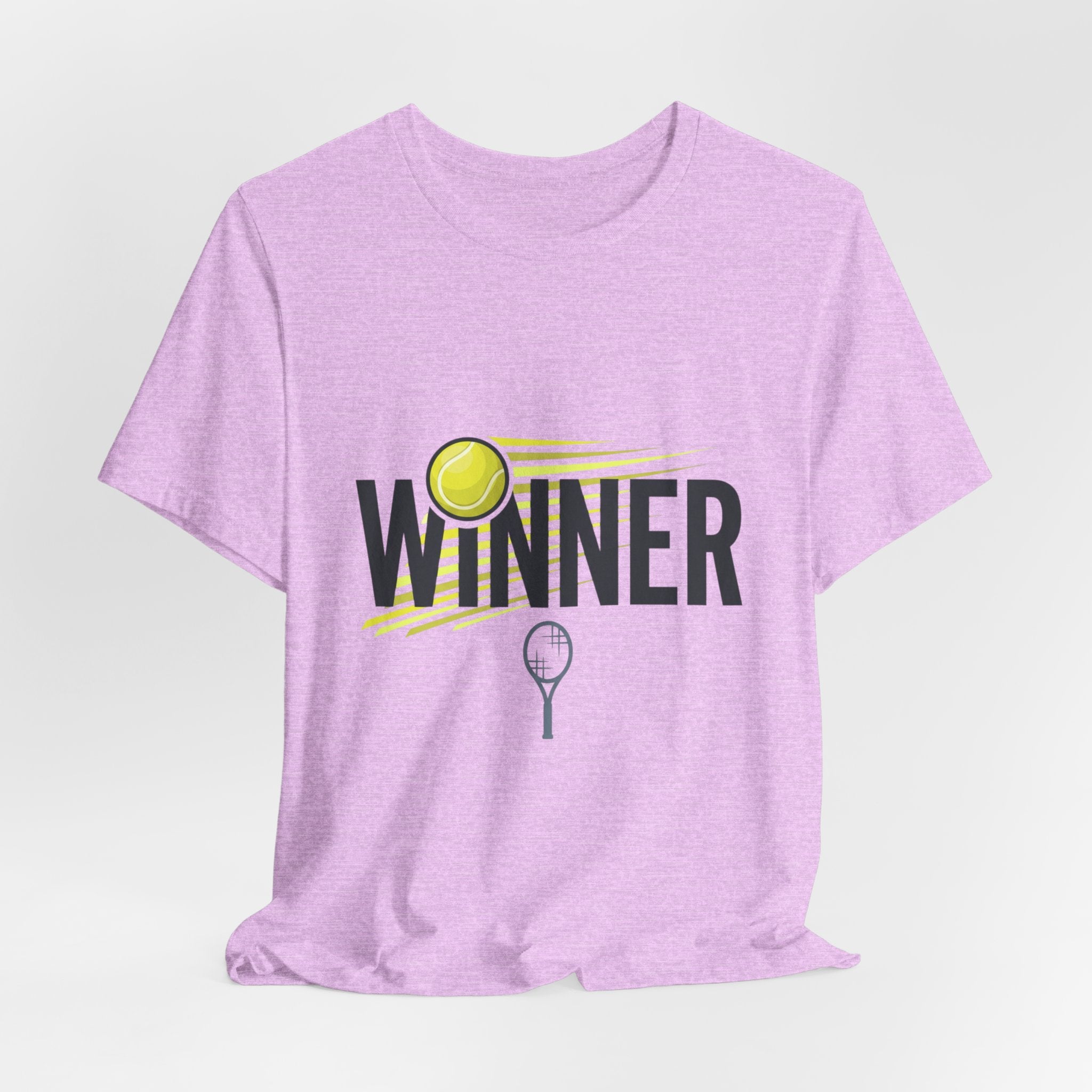 Winner Tennis T‑Shirt — Motivational Tennis Tee with Ball & Racket Graphic