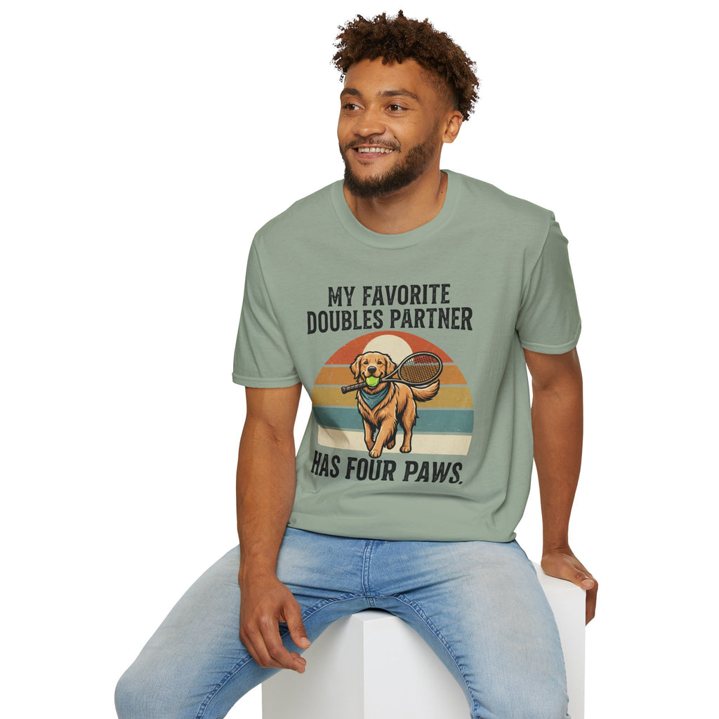 My Favorite Doubles Partner T-Shirt — 'Has Four Paws' Tennis Dog Graphic Tee