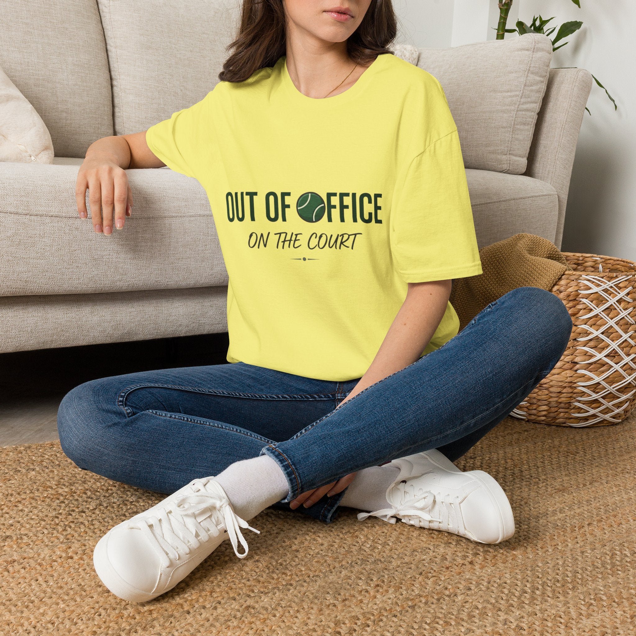 T-Shirt — "Out of Office on the Court" Tennis Graphic Tee