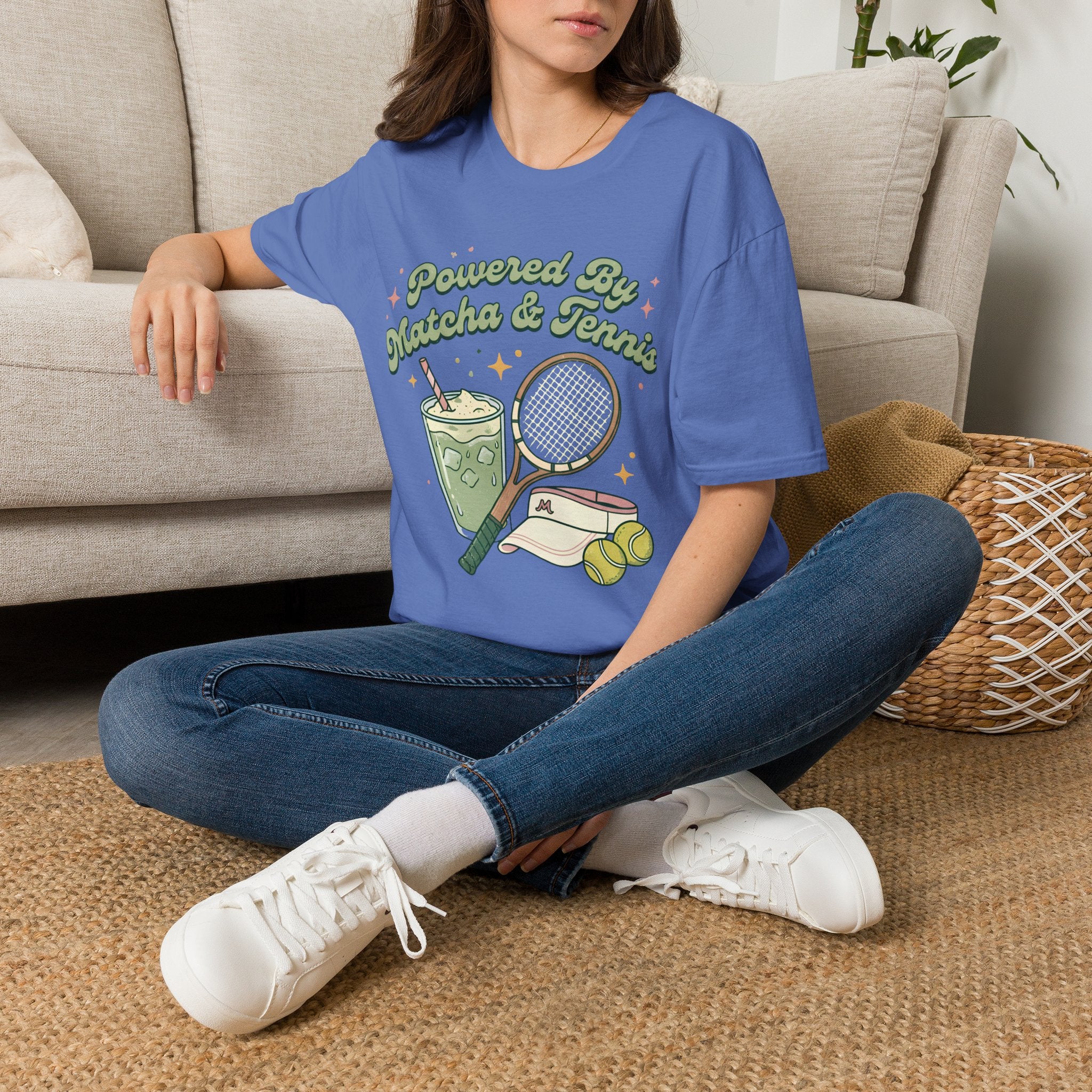 Powered by Matcha & Tennis Tee — Cute Athletic Tea Lover Shirt
