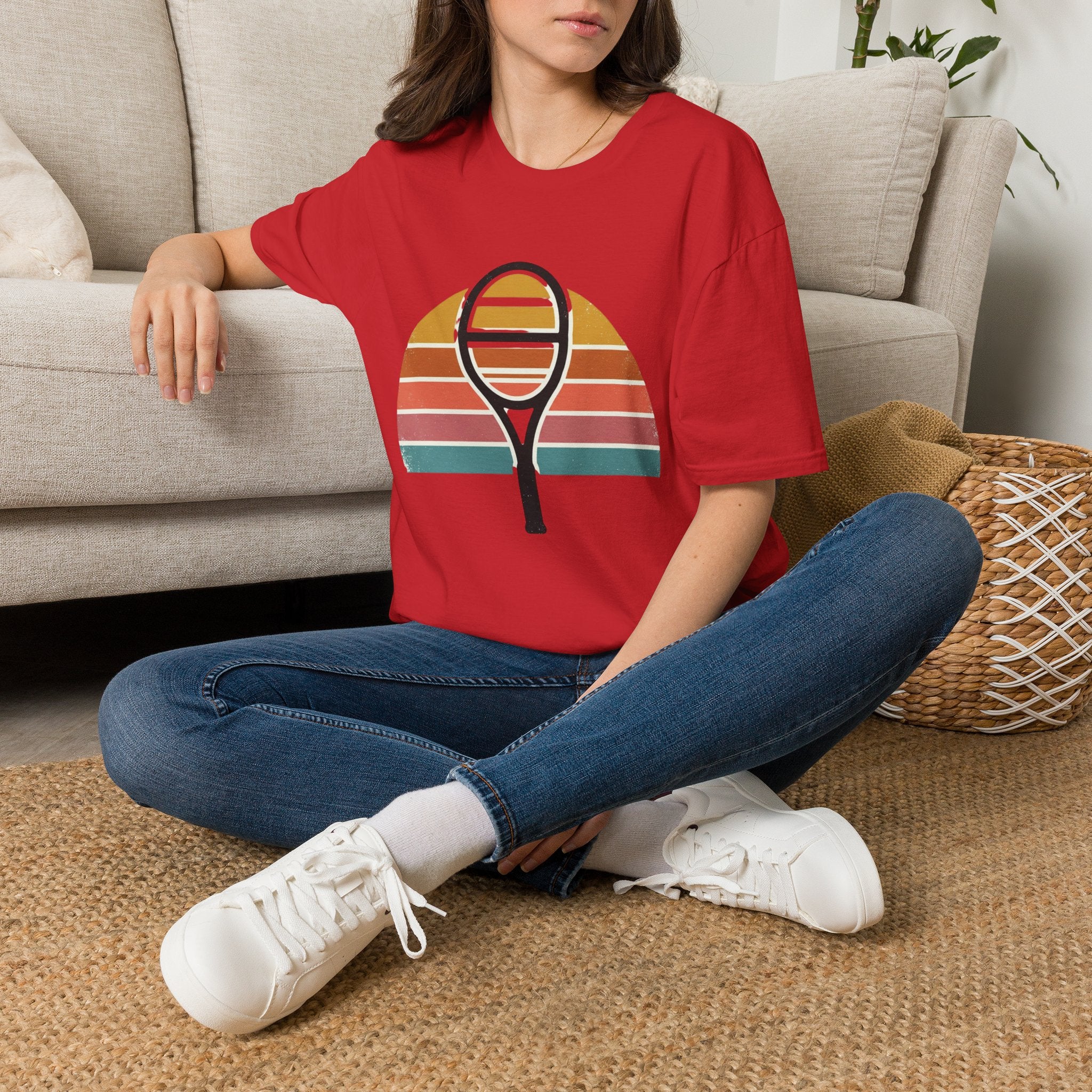 Tennis Racket Retro Sunset T-Shirt