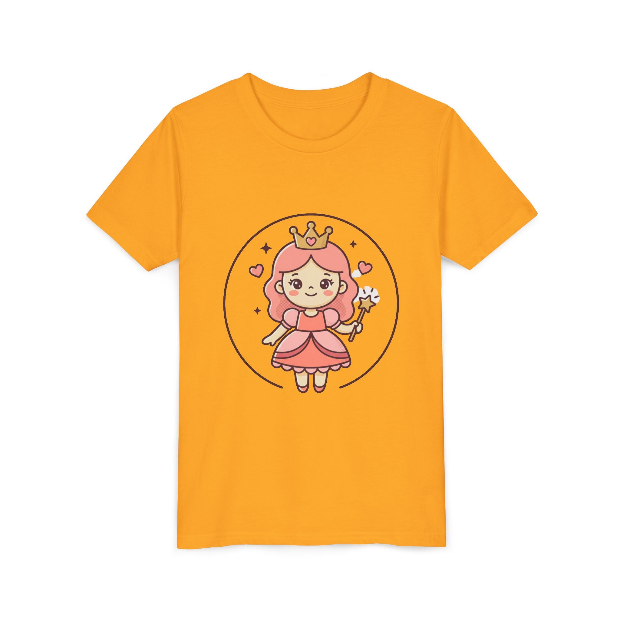 Princess Fairy Kids T-Shirt - Cute Pink Crowned Princess Graphic Youth Tee