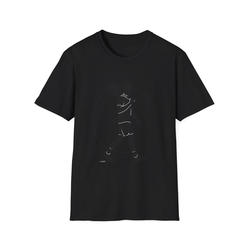 Tennis Player Silhouette T‑Shirt — Minimal Athletic Graphic Tee