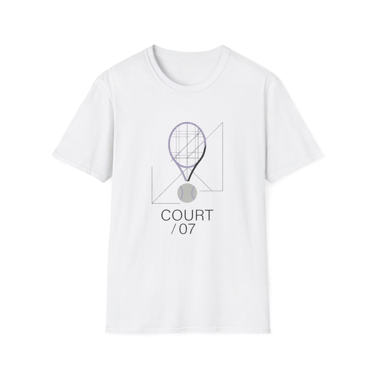 Tennis Court Graphic Tee — Court /07 Minimalist Racket & Ball Design