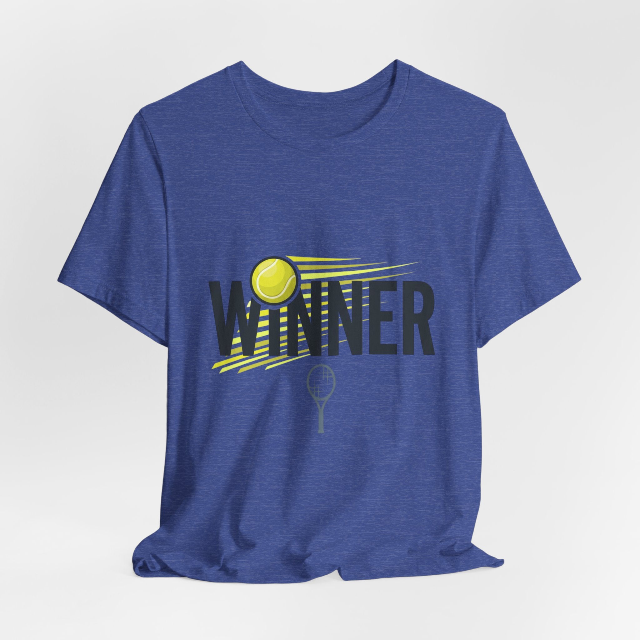 Winner Tennis T‑Shirt — Motivational Tennis Tee with Ball & Racket Graphic