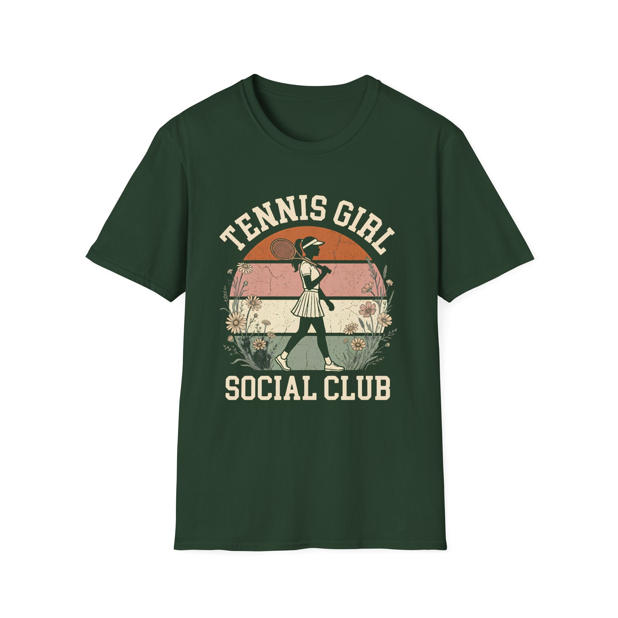 Retro Tennis Girl T-Shirt — Vintage Tennis Club Graphic Tee