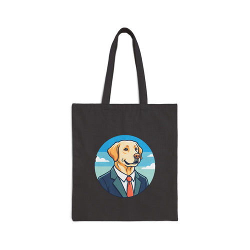 Dog in a Suit Canvas Tote Bag — Funny Labrador Portrait Tote