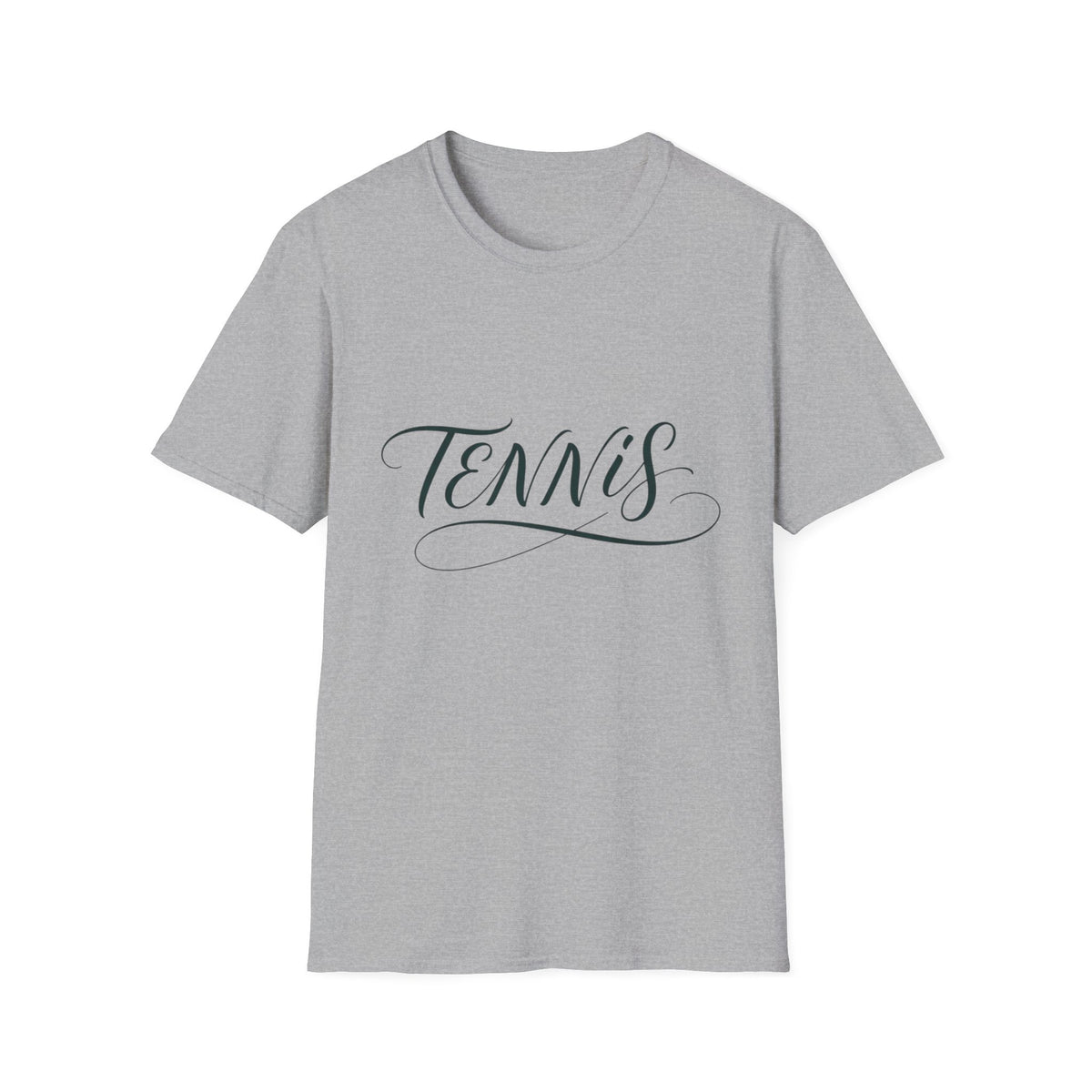 Tennis Script T-Shirt — Elegant Calligraphy Tennis Tee