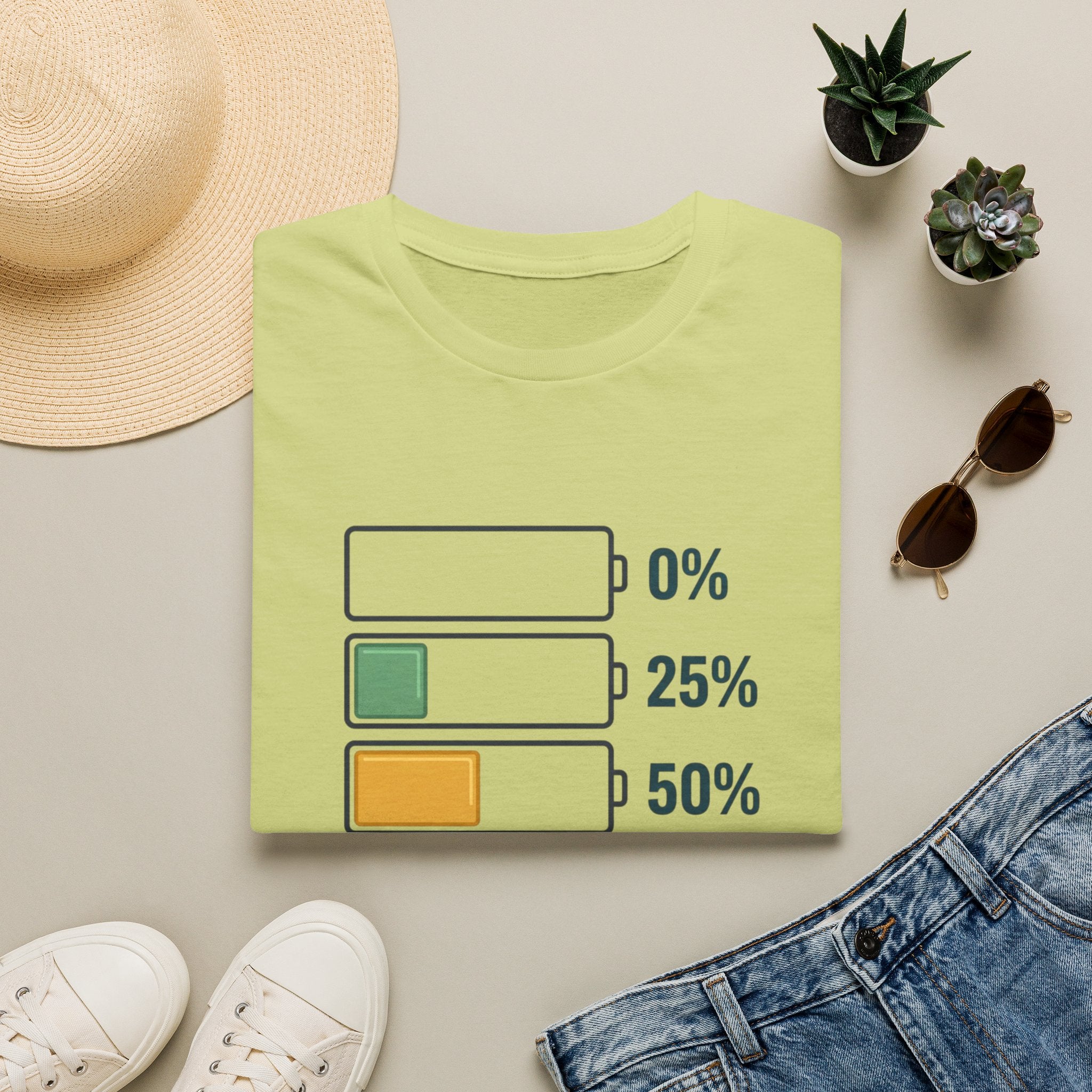 T-Shirt — Tennis Energy Levels Graphic Tee (0%–100% Battery Bars)