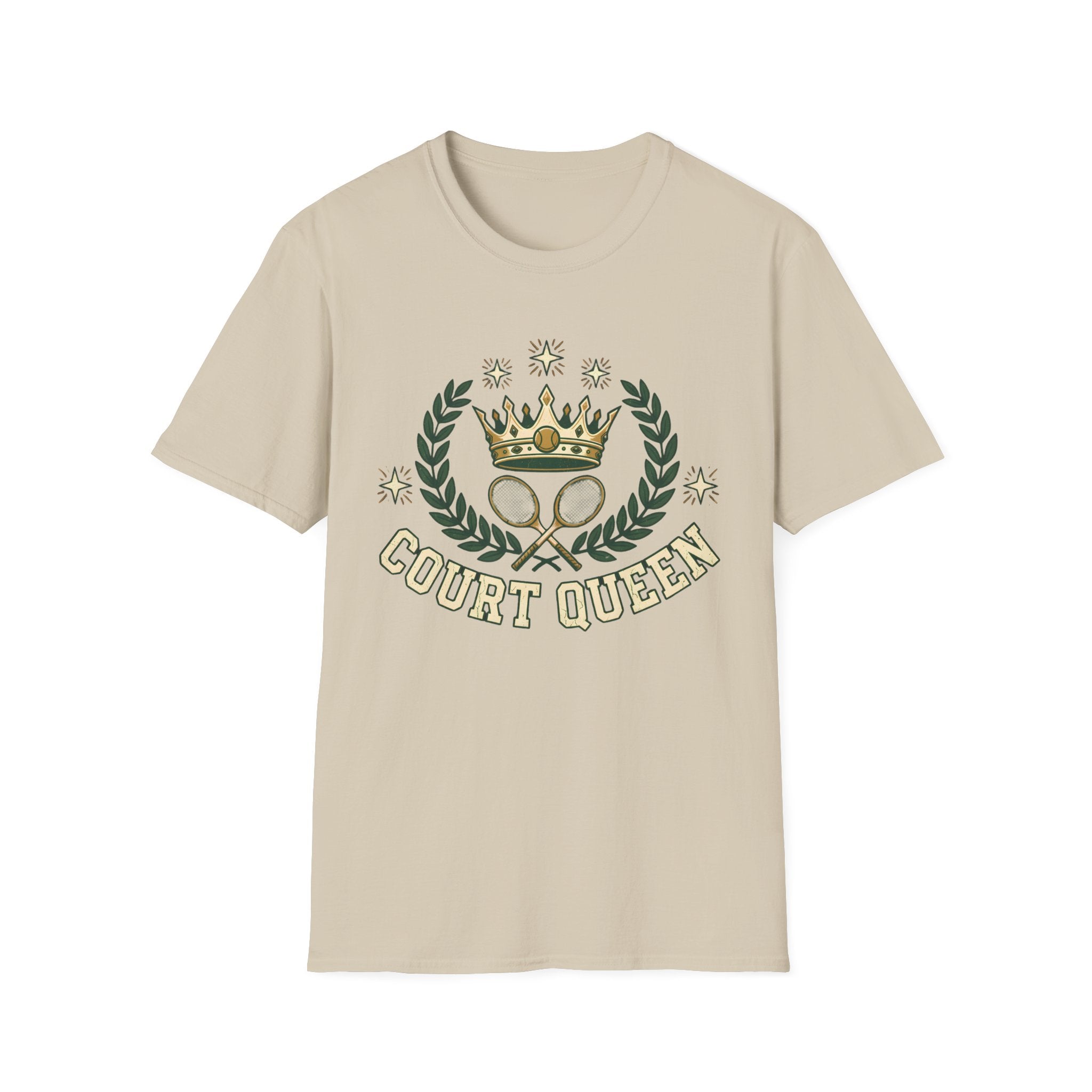 Court Queen Tennis T-Shirt — Vintage Crown Crest Tee