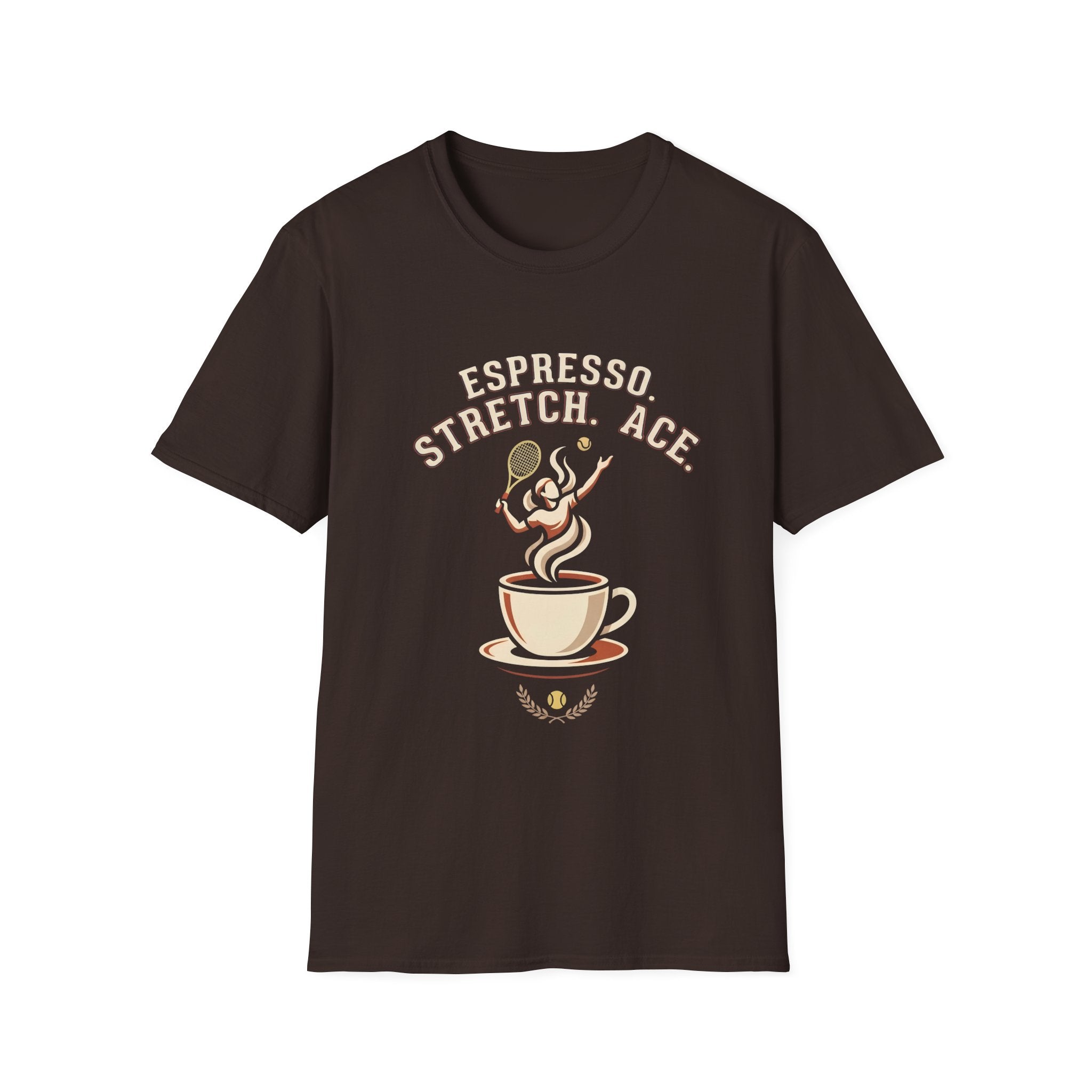 Espresso Stretch Ace T-Shirt — Coffee & Tennis Vintage Graphic Tee