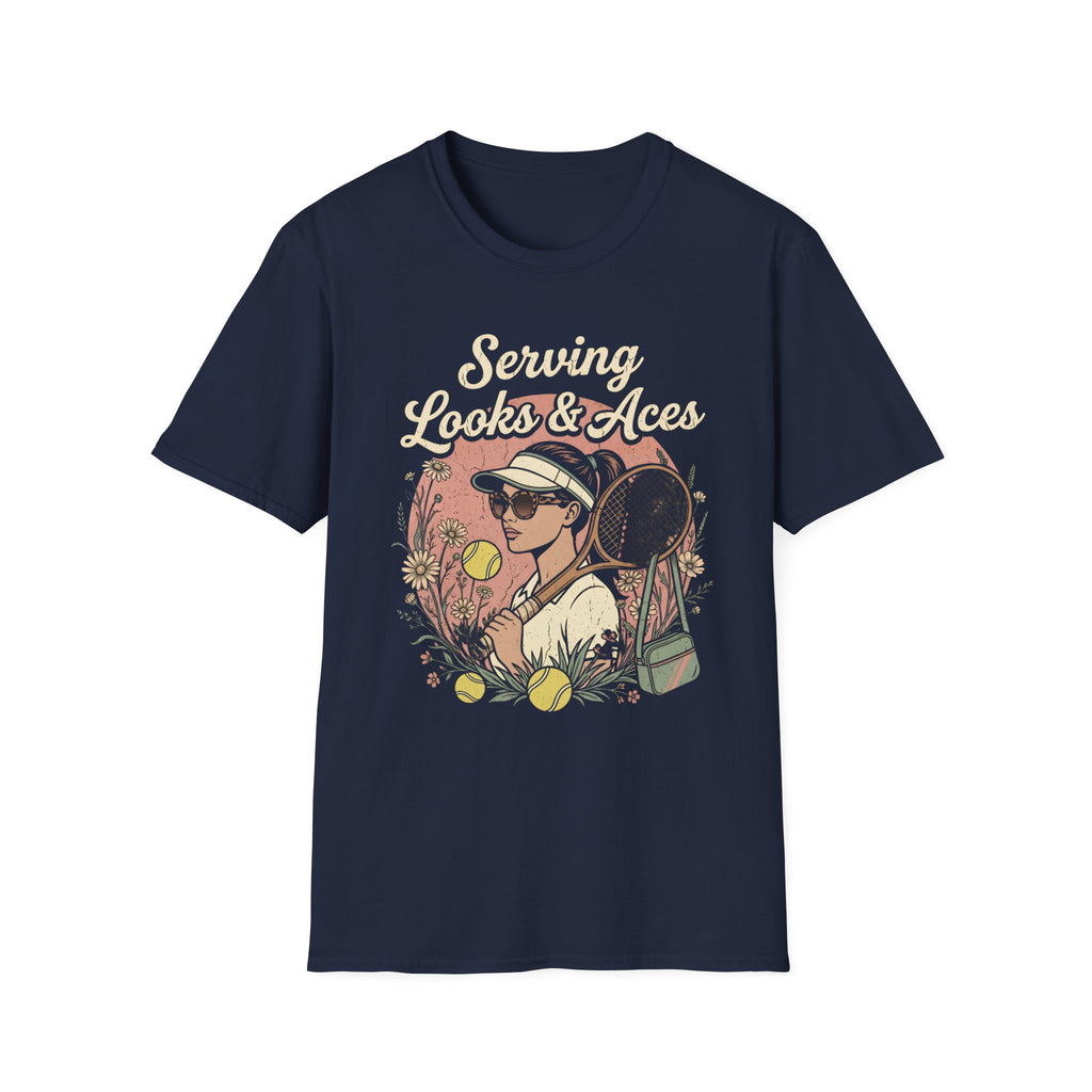 Serving Looks & Aces Retro Tennis T-Shirt