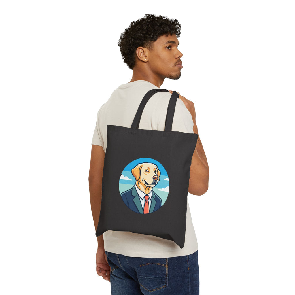 Dog in a Suit Canvas Tote Bag — Funny Labrador Portrait Tote
