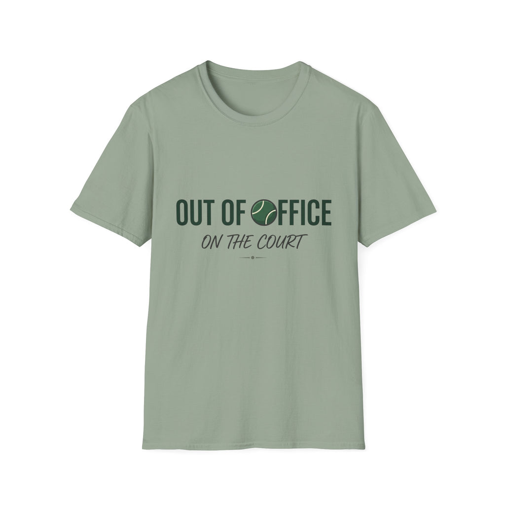T-Shirt — "Out of Office on the Court" Tennis Graphic Tee
