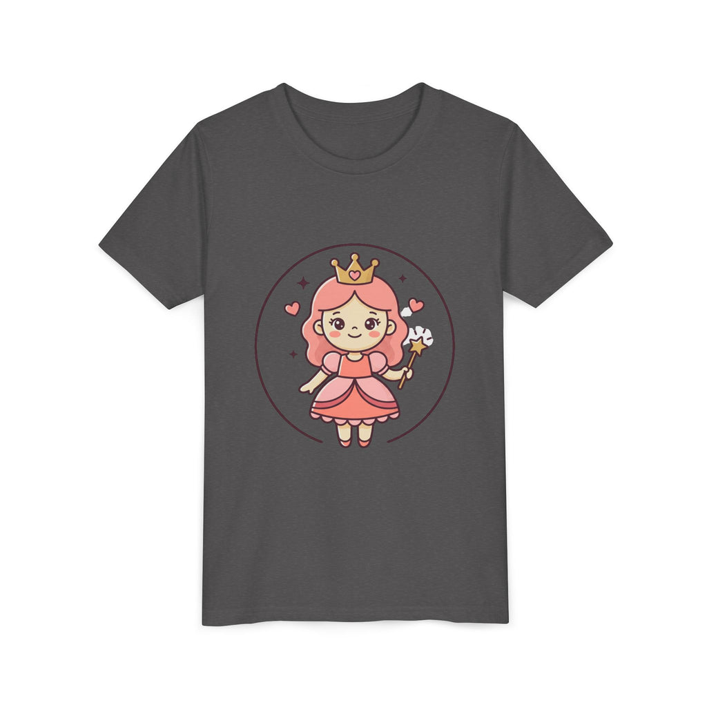 Princess Fairy Kids T-Shirt - Cute Pink Crowned Princess Graphic Youth Tee