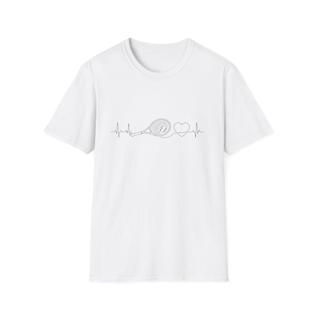 tennis Heartbeat T-Shirt — Minimal Line Art
