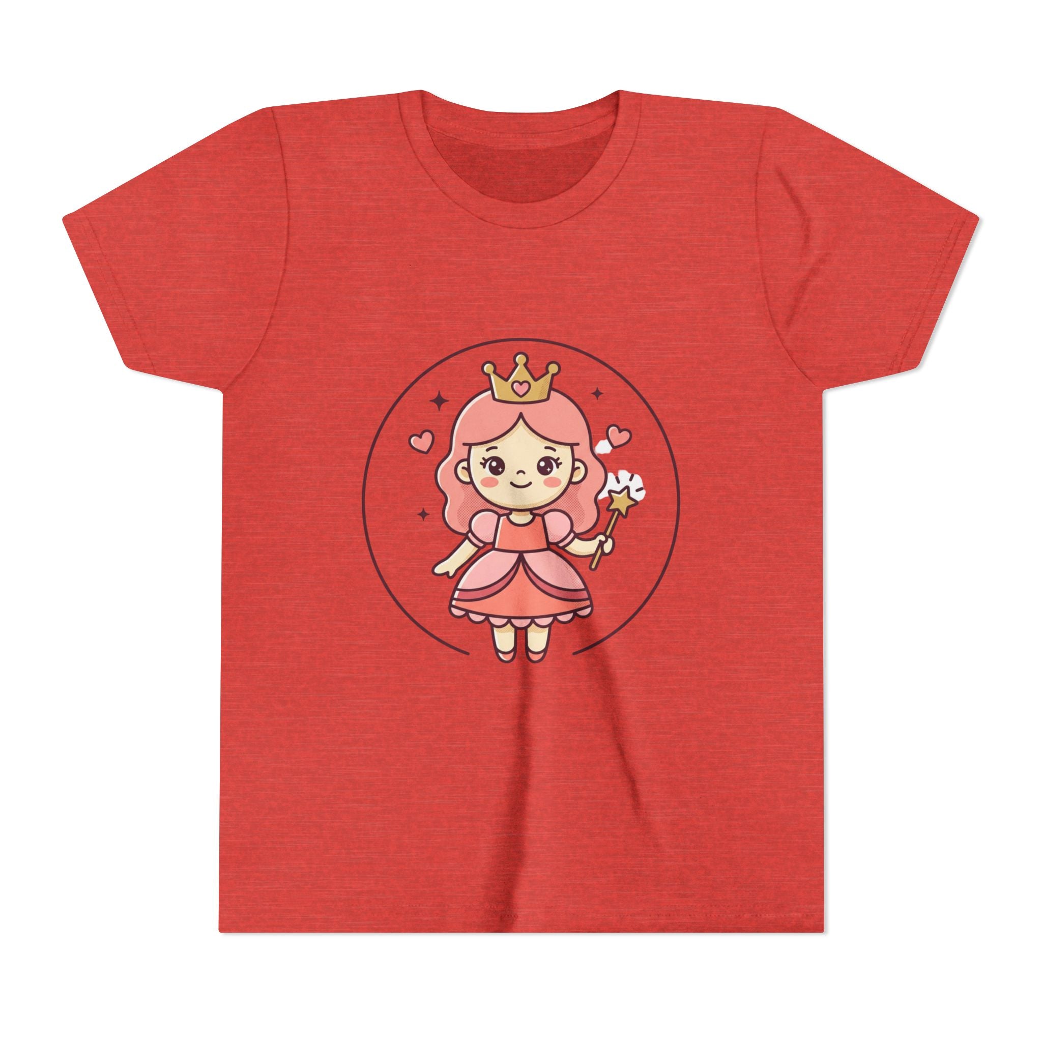 Princess Fairy Kids T-Shirt - Cute Pink Crowned Princess Graphic Youth Tee