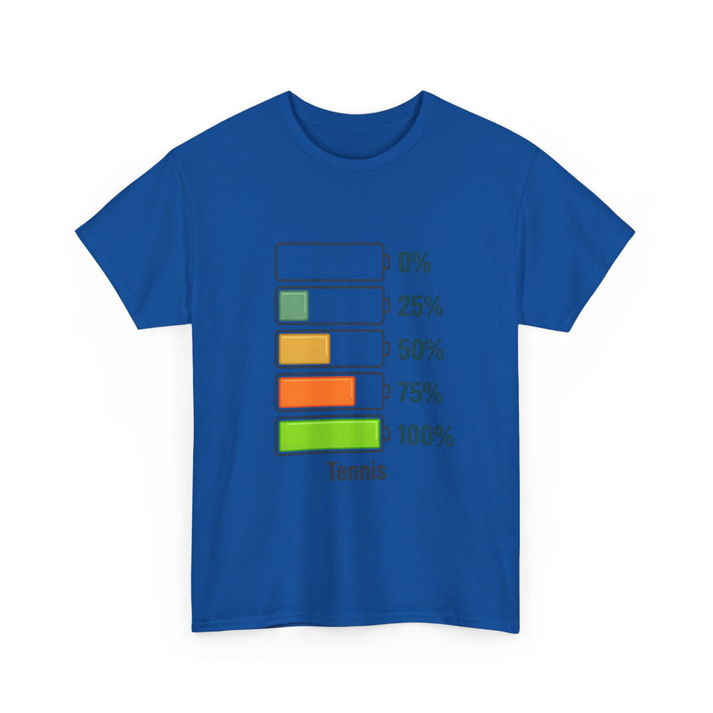 T-Shirt — Tennis Battery Level Graphic Tee (0%-100%)