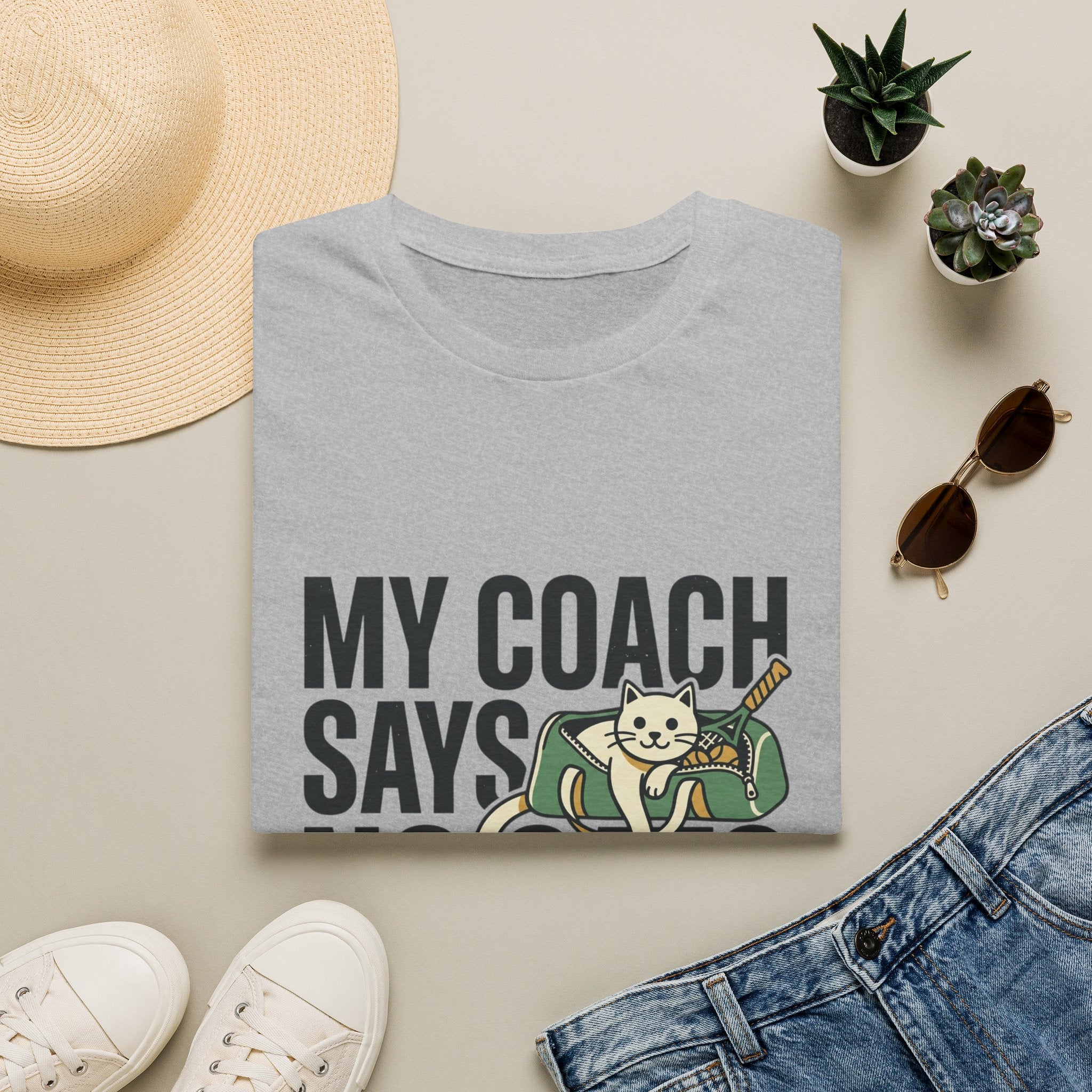 My Coach Says No Cats Funny Cat T-Shirt