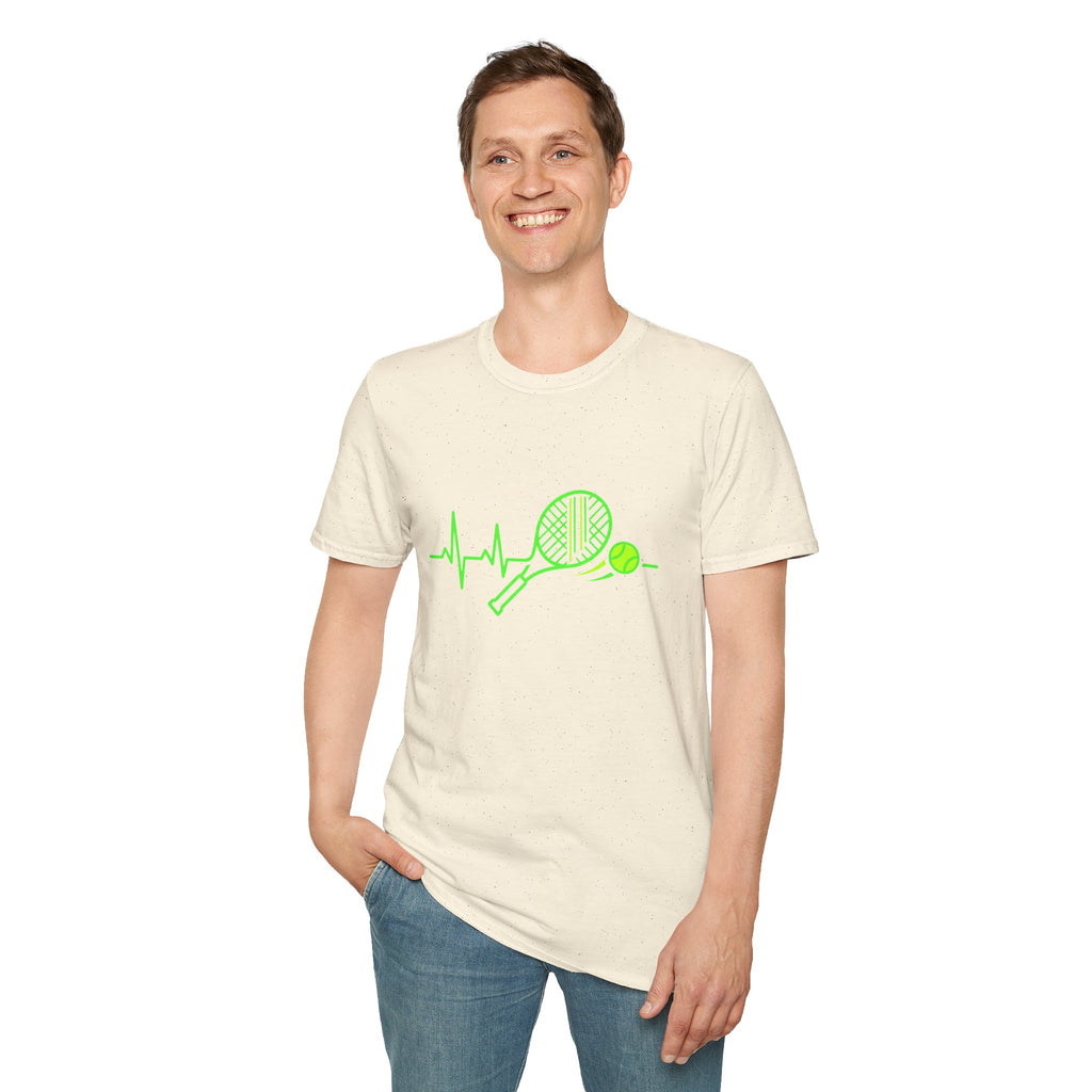 Tennis Racket Heartbeat T-Shirt — Neon Green Tennis Lover Tee