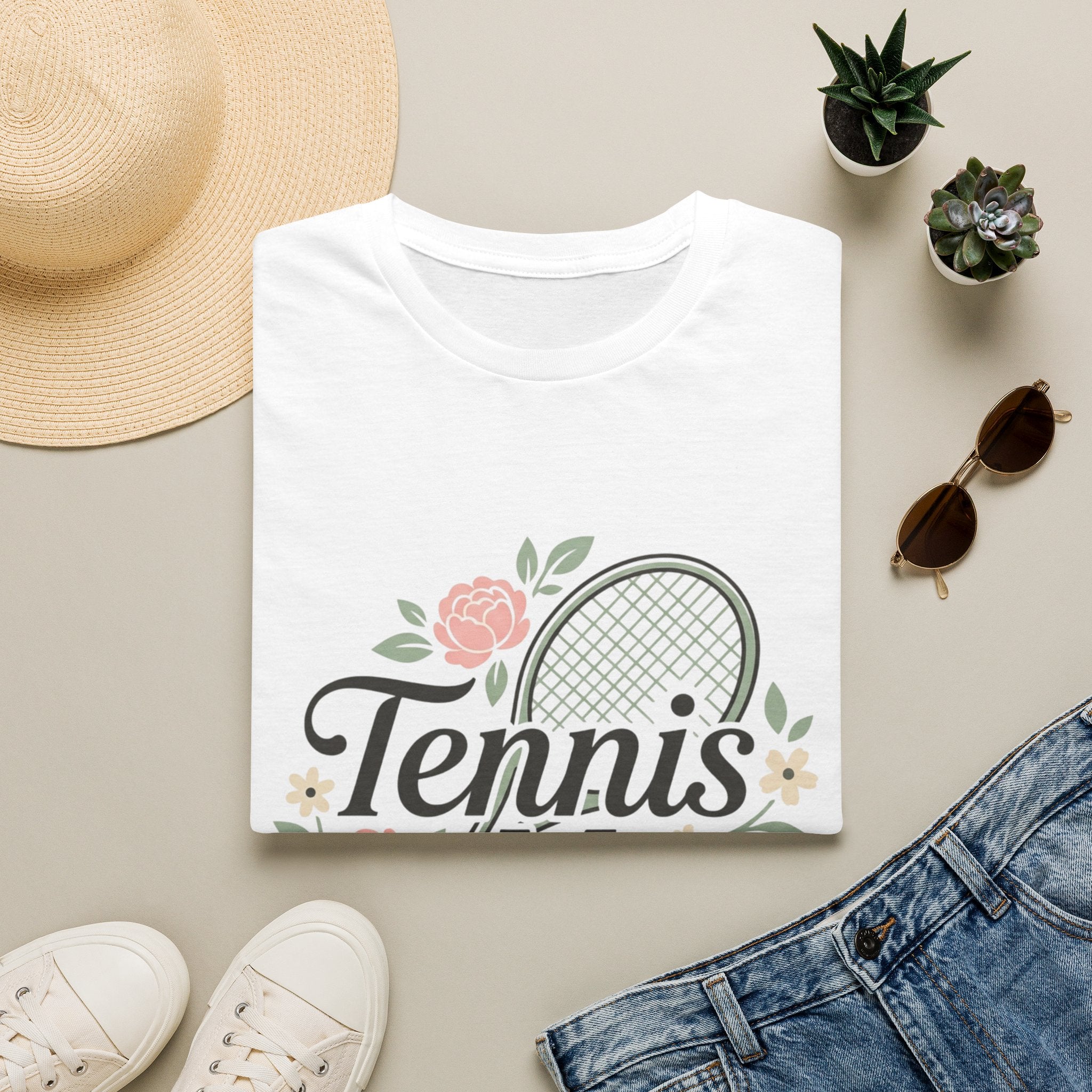 Tennis Mom Shirt — Floral Racket Design