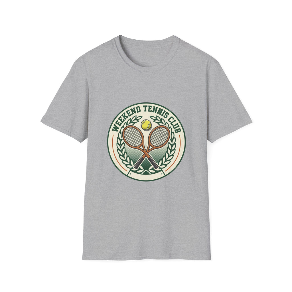 Weekend Tennis Club T-Shirt — Retro Tennis Racket & Ball Graphic