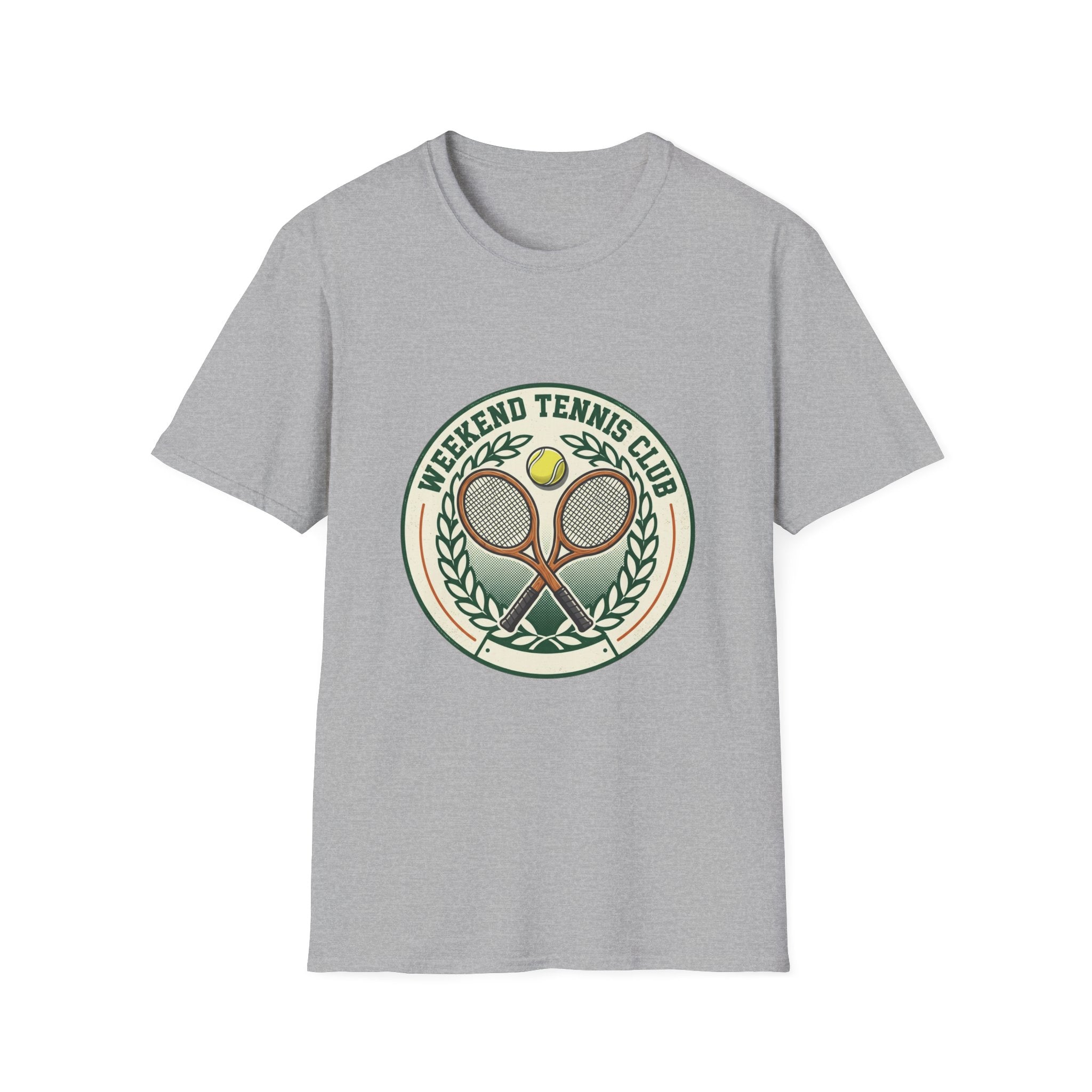 Weekend Tennis Club T-Shirt — Retro Tennis Racket & Ball Graphic