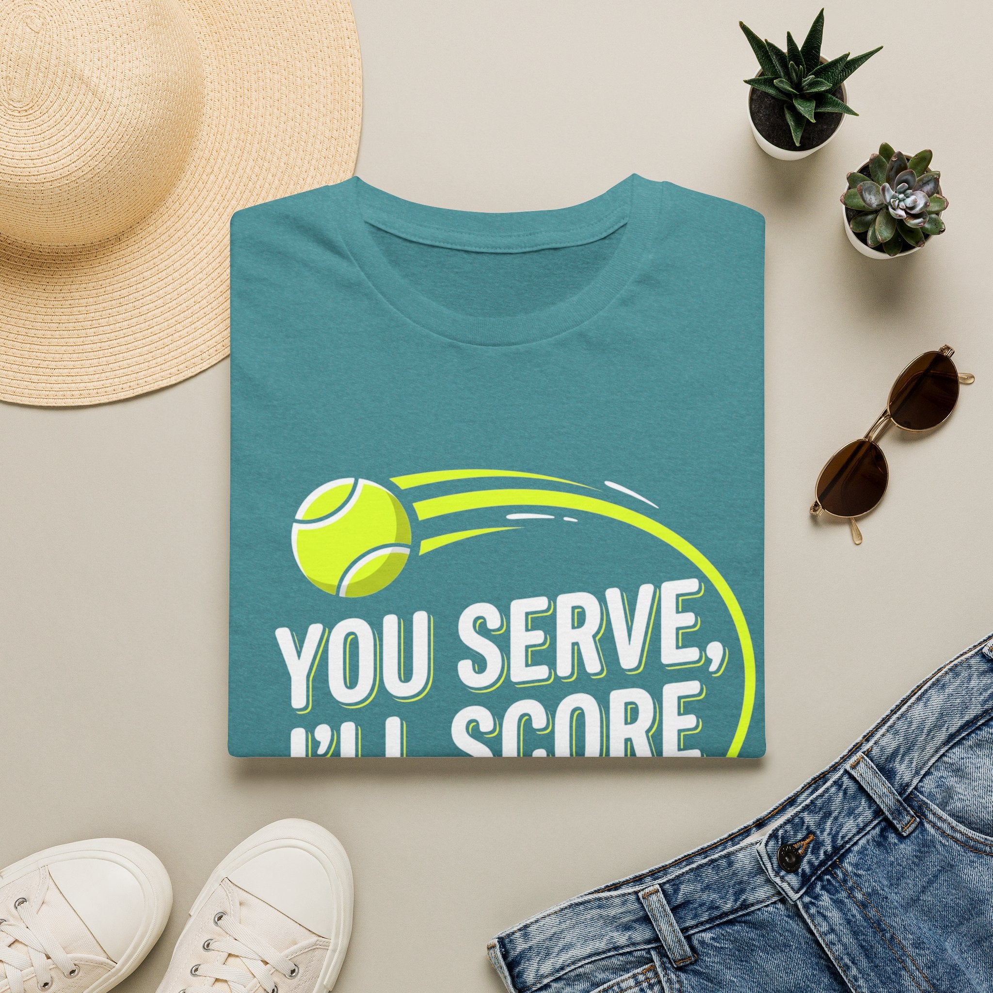 Funny Tennis Tee — "You Serve, I'll Score" Graphic T-Shirt