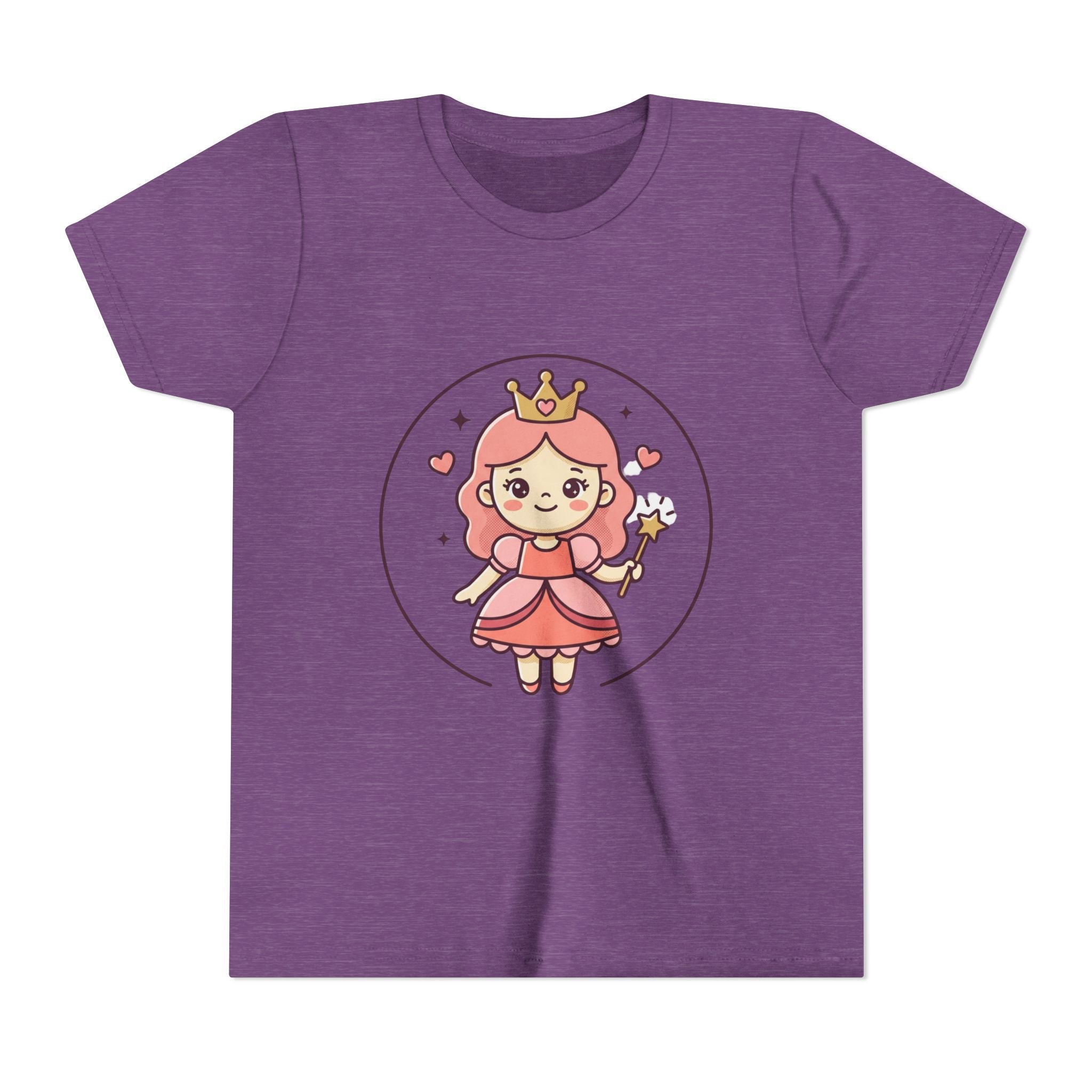 Princess Fairy Kids T-Shirt - Cute Pink Crowned Princess Graphic Youth Tee