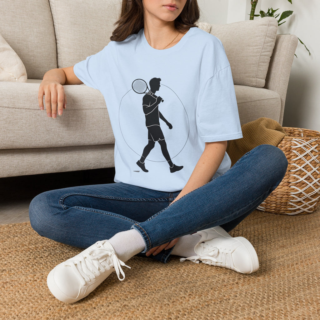 Tennis Player Silhouette T‑Shirt — Minimal Athletic Graphic Tee