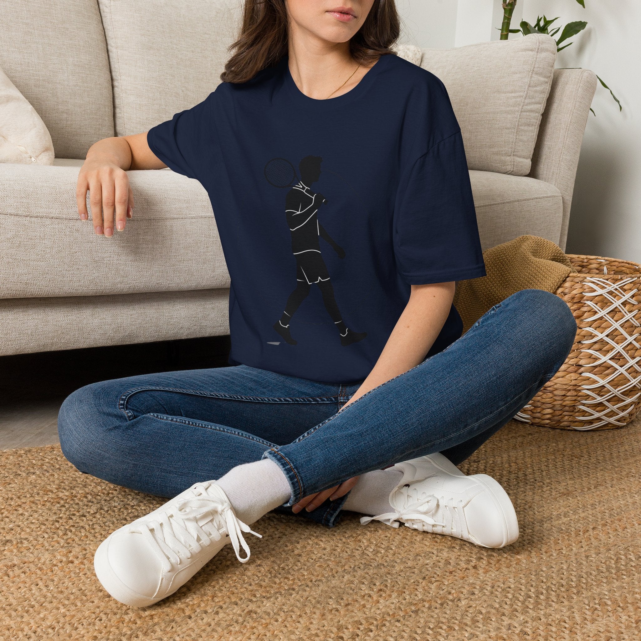 Tennis Player Silhouette T‑Shirt — Minimal Athletic Graphic Tee