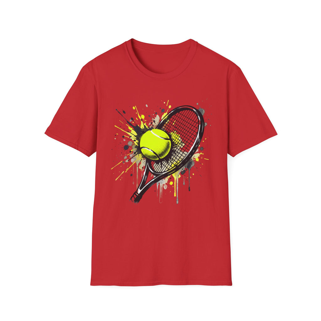 T-Shirt — Splash Tennis Racket & Ball Graphic Tee