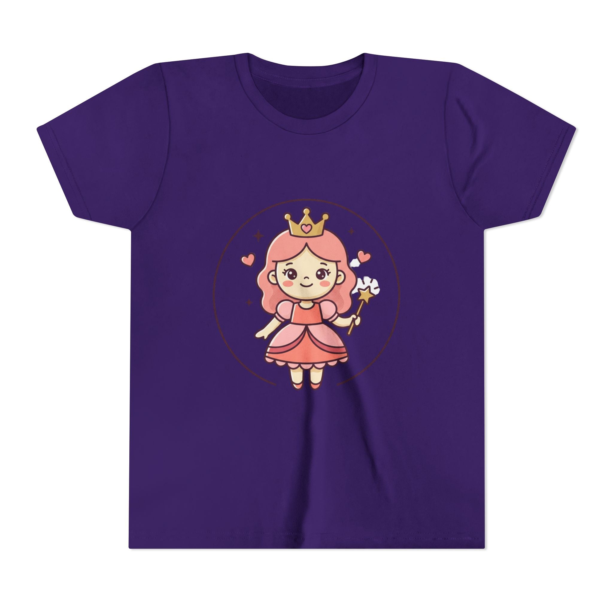 Princess Fairy Kids T-Shirt - Cute Pink Crowned Princess Graphic Youth Tee